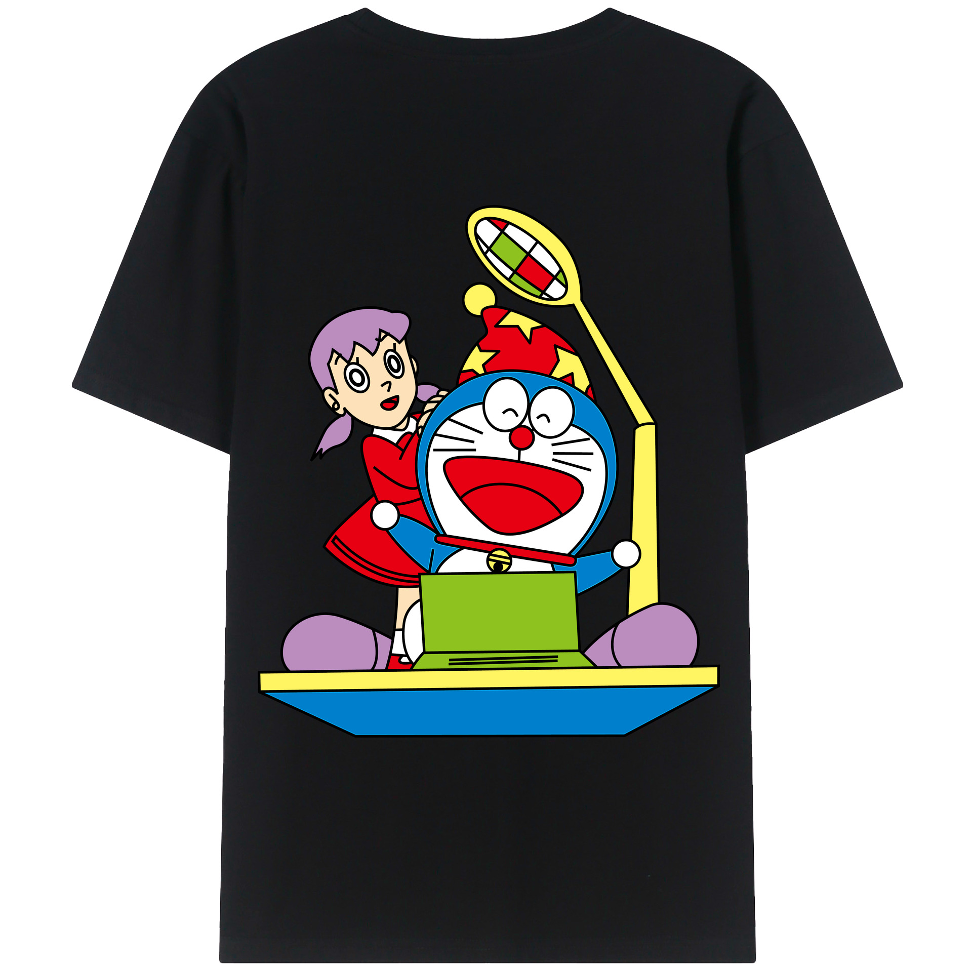 （画像用） ドラえもん みなもと しずか Doraemon Shizuka Minamoto 綿100％ メンズ半袖Tシャツ（バックプリント） 通気性