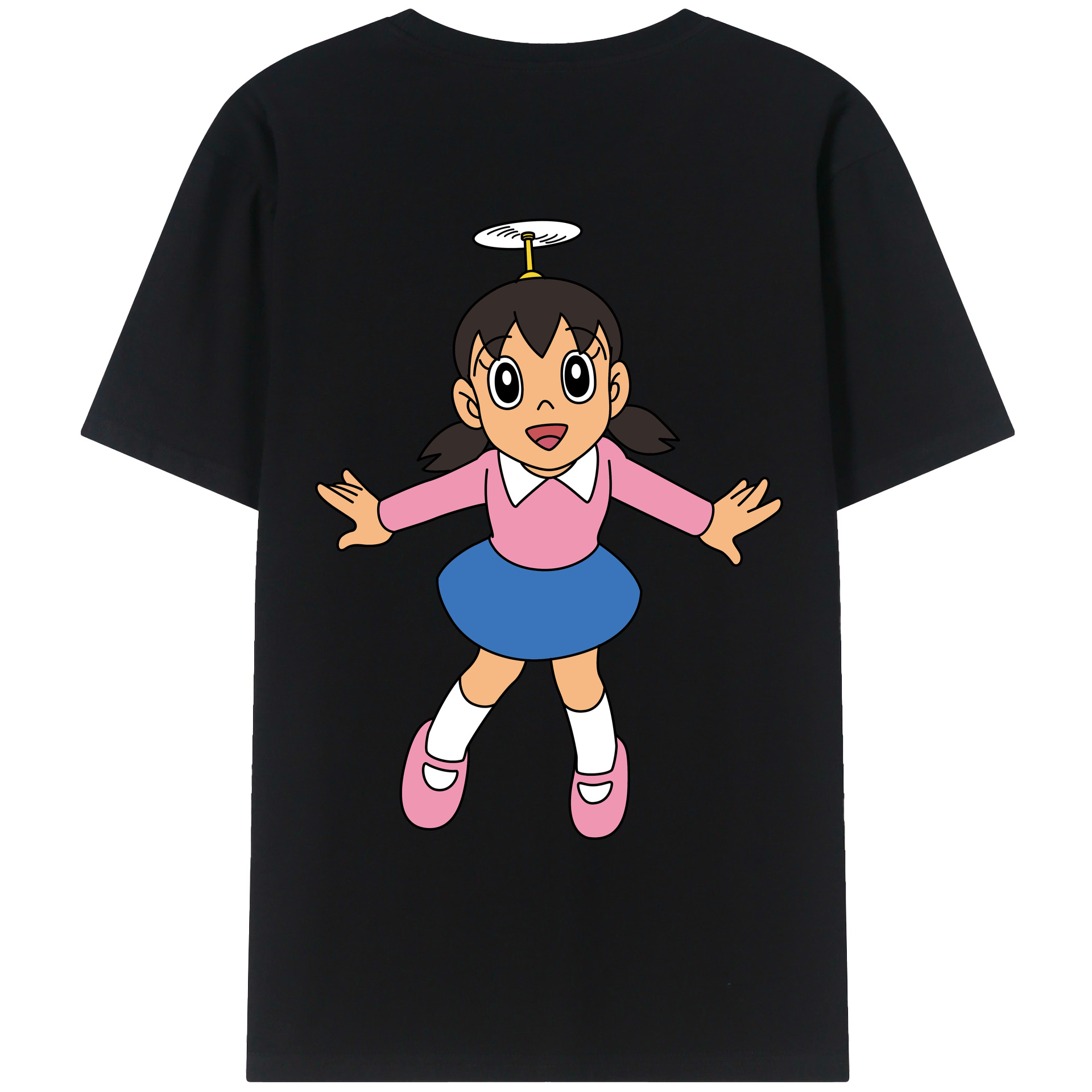 （画像用） ドラえもん みなもと しずか Doraemon Shizuka Minamoto 綿100％ メンズ半袖Tシャツ（バックプリント） 通気性
