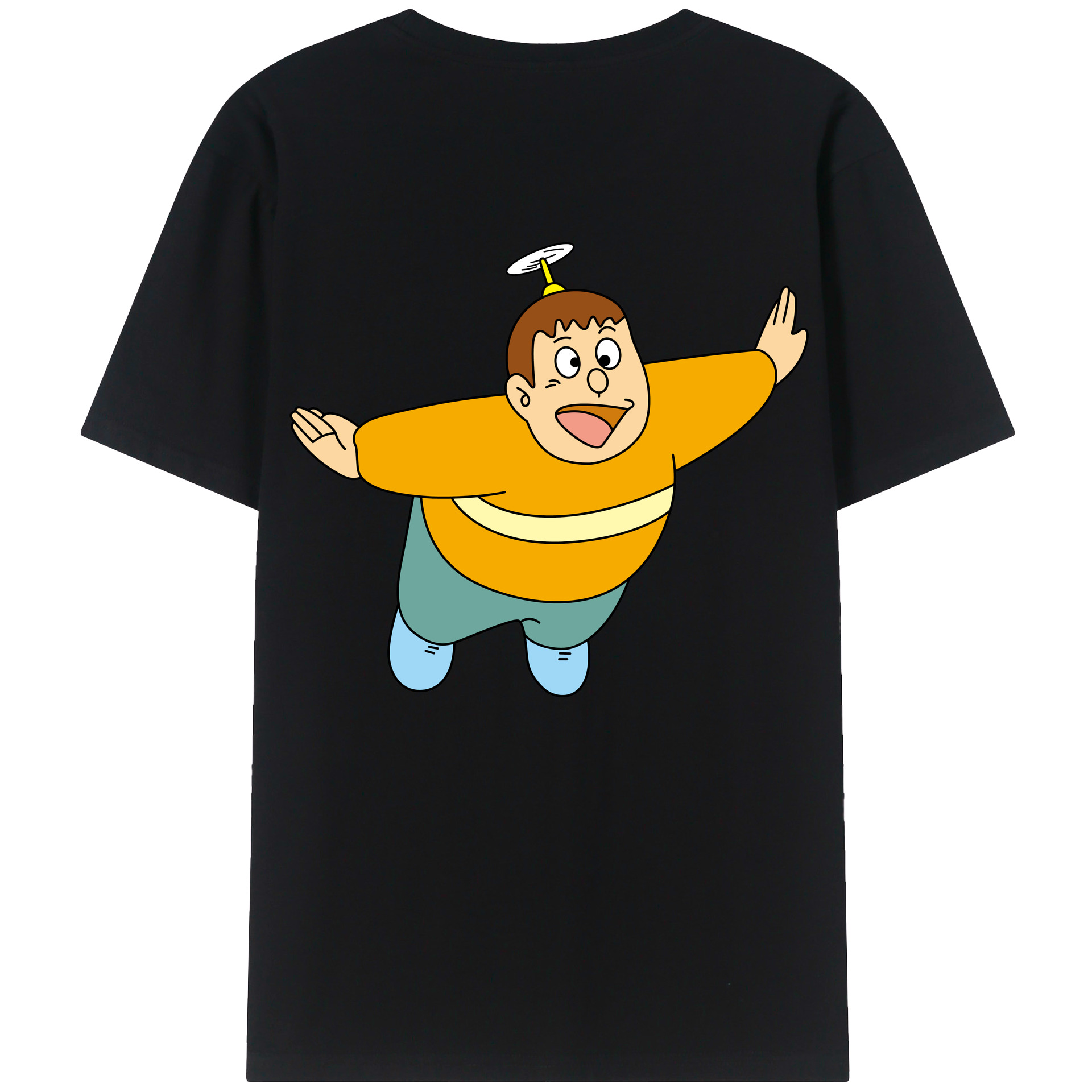 （画像用） ドラえもん 剛田武 Doraemon Gouta Takeshi 綿100％ メンズ半袖Tシャツ（バックプリント） 通気性
