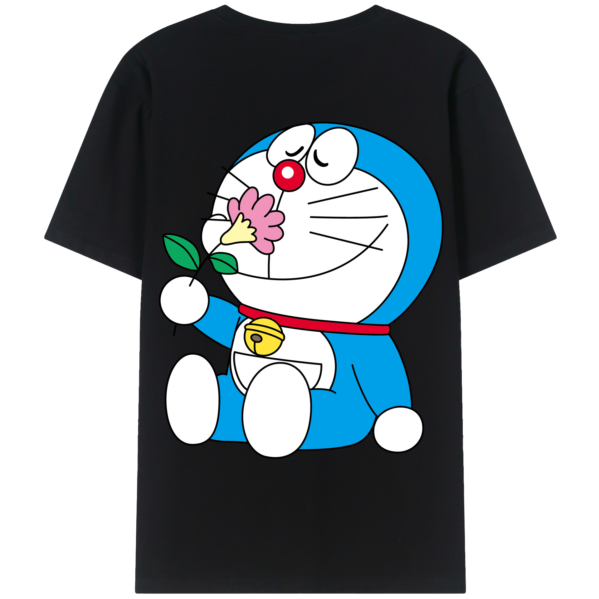 （画像用） ドラえもん Doraemon 綿100％ メンズ半袖Tシャツ（バックプリント） 通気性