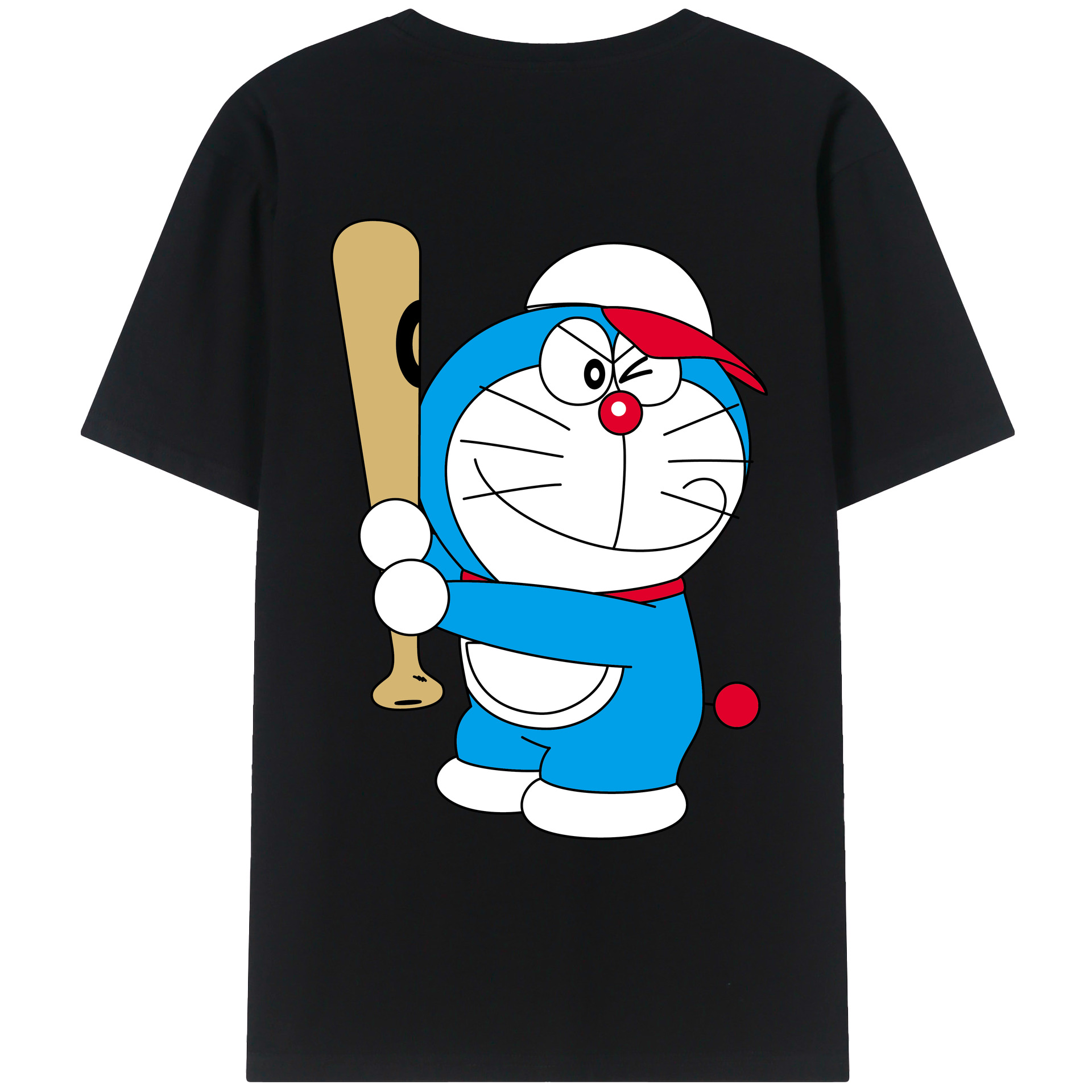 （画像用） ドラえもん Doraemon 綿100％ メンズ半袖Tシャツ（バックプリント） 通気性