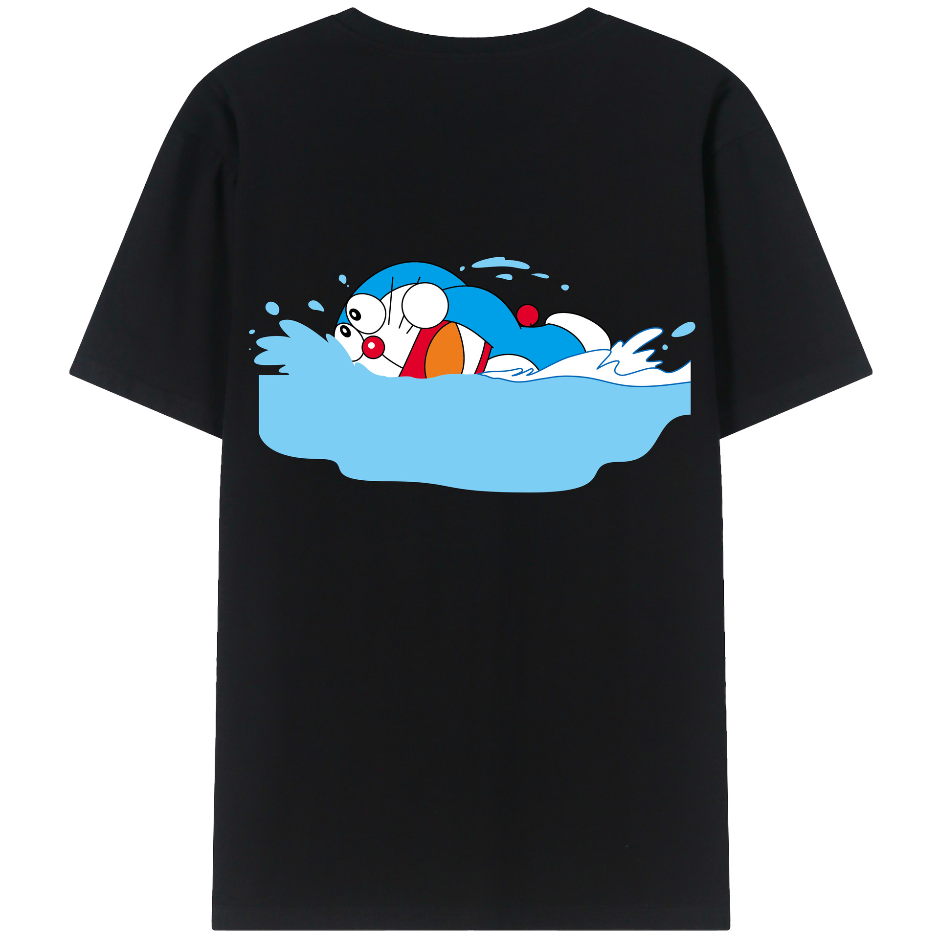 （画像用） ドラえもん Doraemon 綿100％ メンズ半袖Tシャツ（バックプリント） 通気性