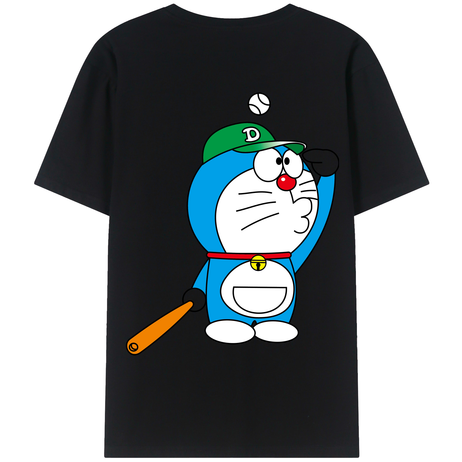 （画像用） ドラえもん Doraemon 綿100％ メンズ半袖Tシャツ（バックプリント） 通気性