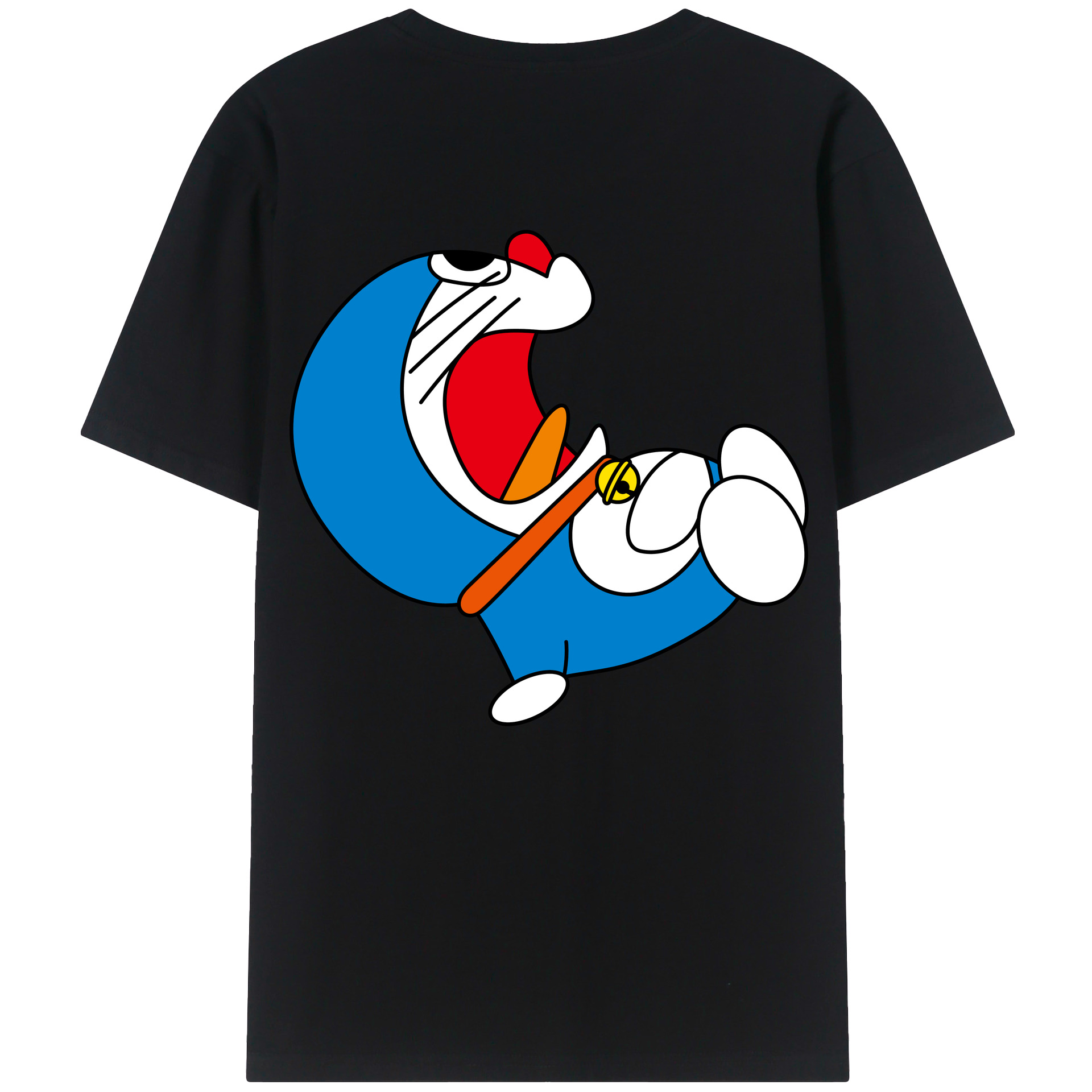 （画像用） ドラえもん Doraemon 綿100％ メンズ半袖Tシャツ（バックプリント） 通気性