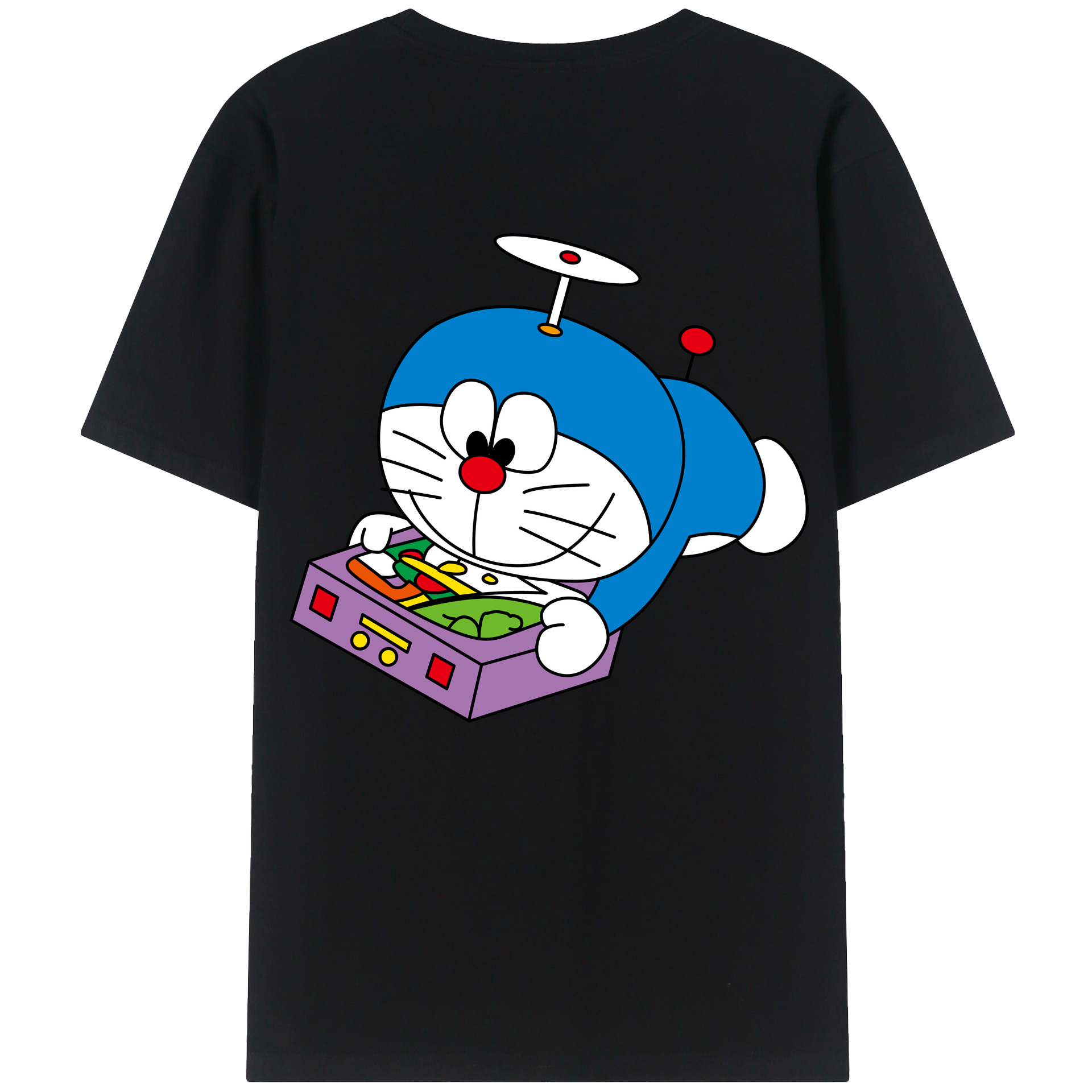 （画像用） ドラえもん Doraemon 綿100％ メンズ半袖Tシャツ（バックプリント） 通気性