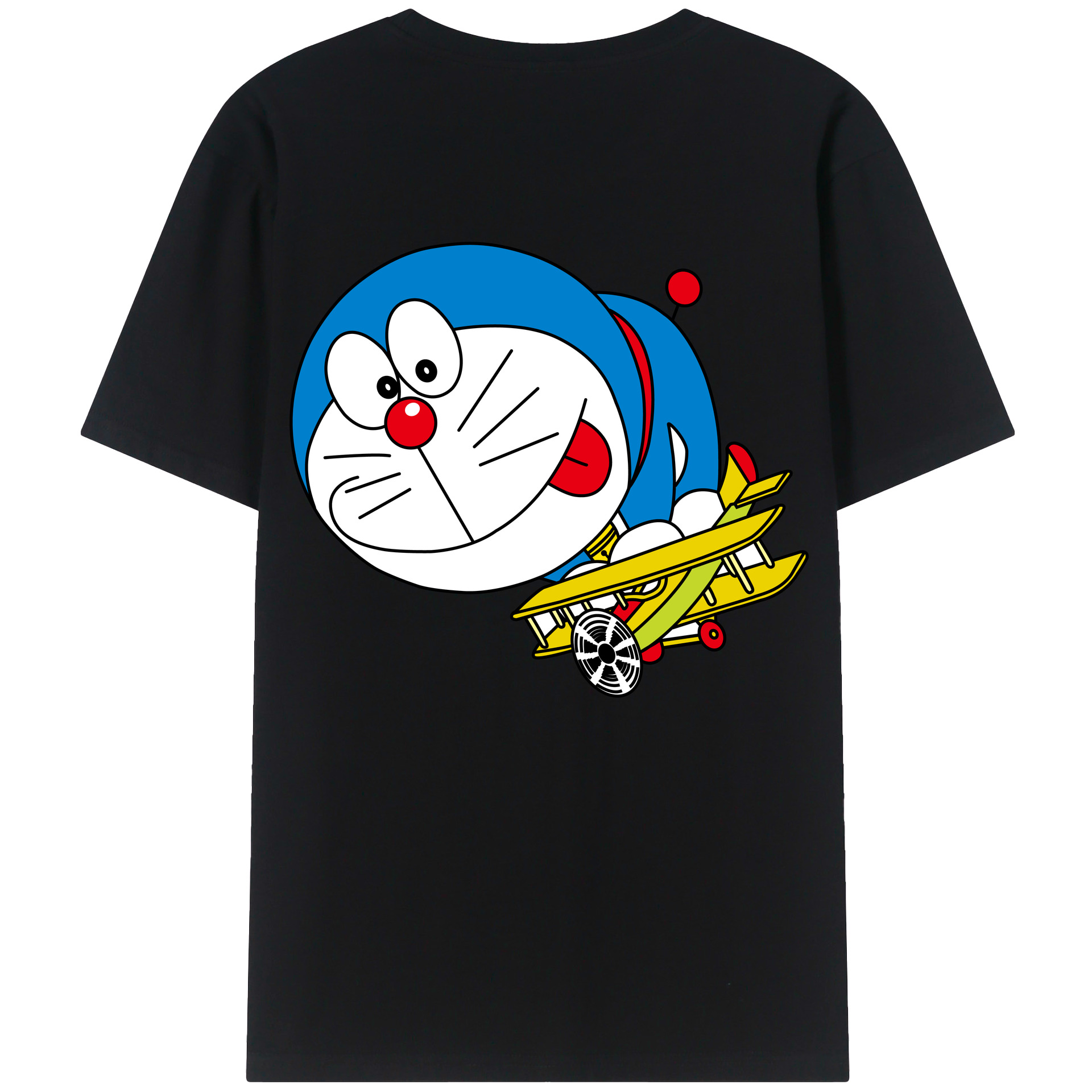 （画像用） ドラえもん Doraemon 綿100％ メンズ半袖Tシャツ（バックプリント） 通気性