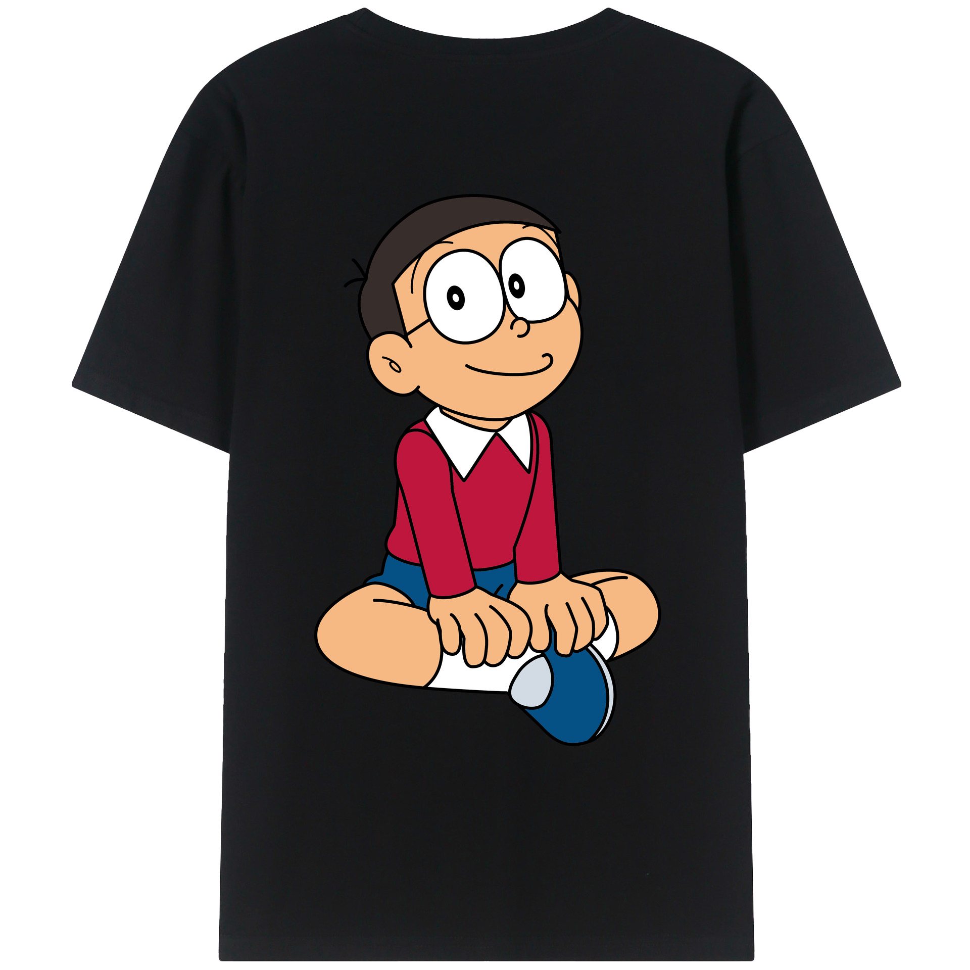 （画像用） ドラえもん 野比 のび太 Doraemon Nobita Nobi 綿100％ メンズ半袖Tシャツ（バックプリント） 通気性