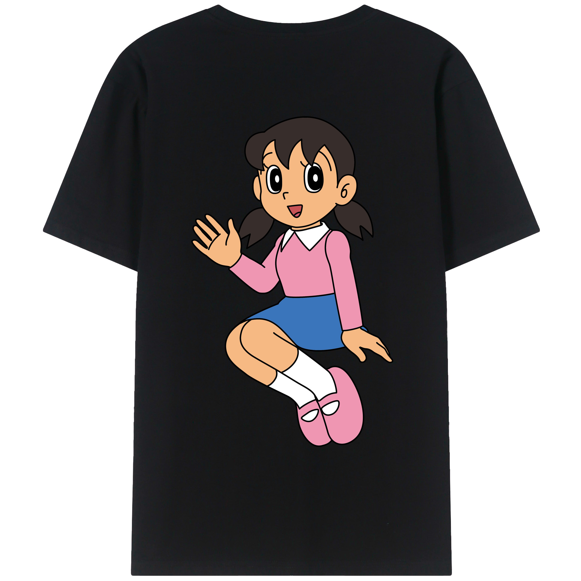 （画像用） ドラえもん みなもと しずか Doraemon Shizuka Minamoto 綿100％ メンズ半袖Tシャツ（バックプリント） 通気性
