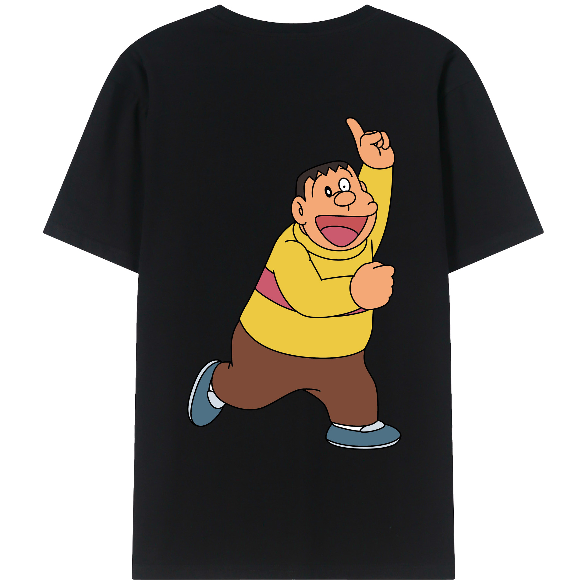 （画像用） ドラえもん 剛田武 Doraemon Gouta Takeshi 綿100％ メンズ半袖Tシャツ（バックプリント） 通気性