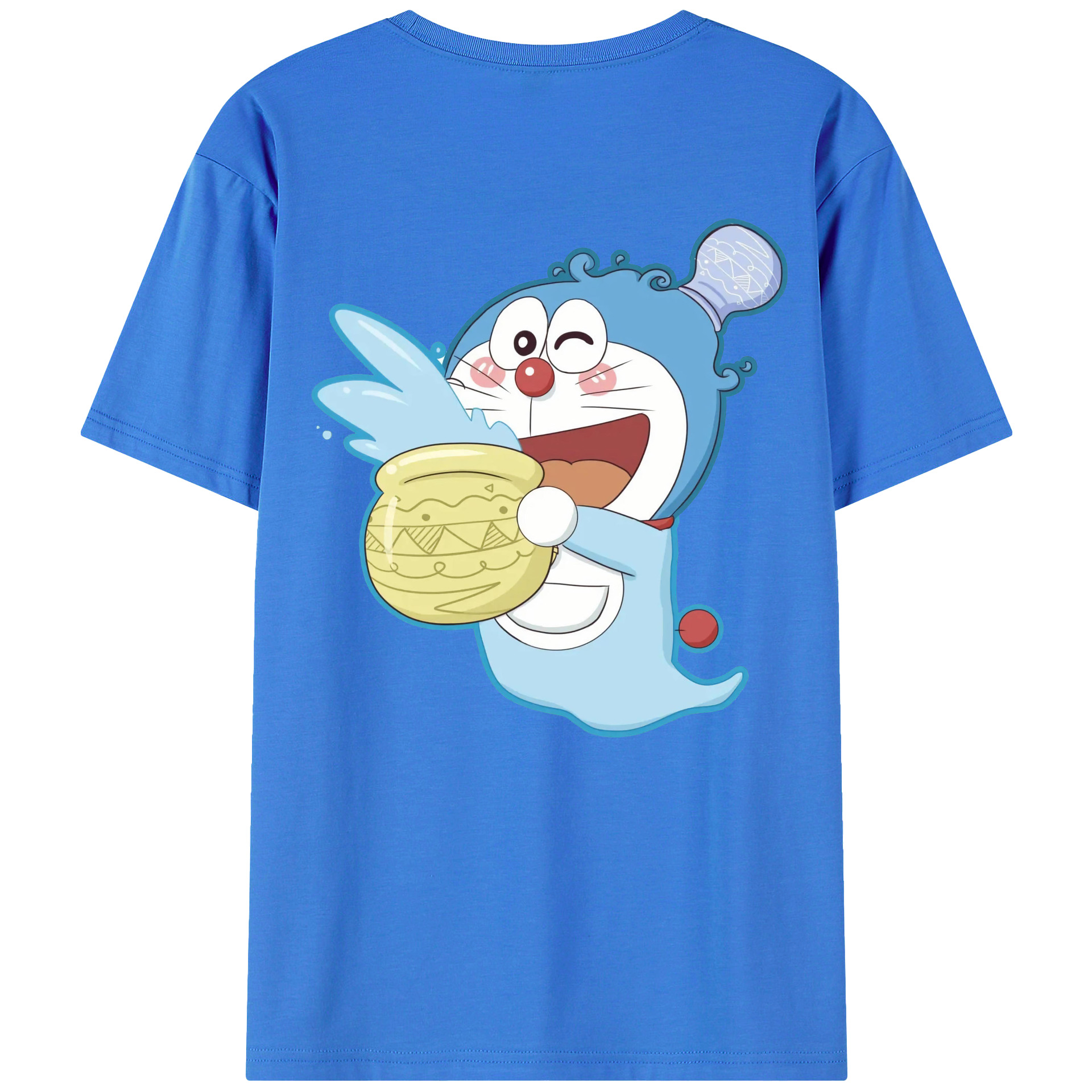 （画像用） ドラえもん Doraemon 綿100％ メンズ半袖Tシャツ（バックプリント） 通気性