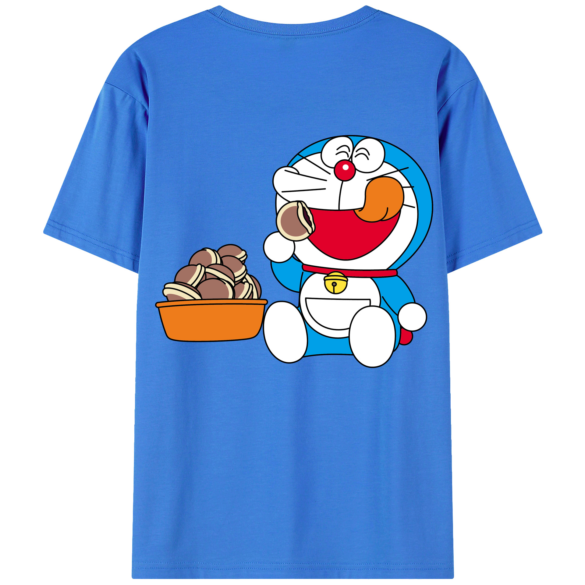 （画像用） ドラえもん Doraemon 綿100％ メンズ半袖Tシャツ（バックプリント） 通気性