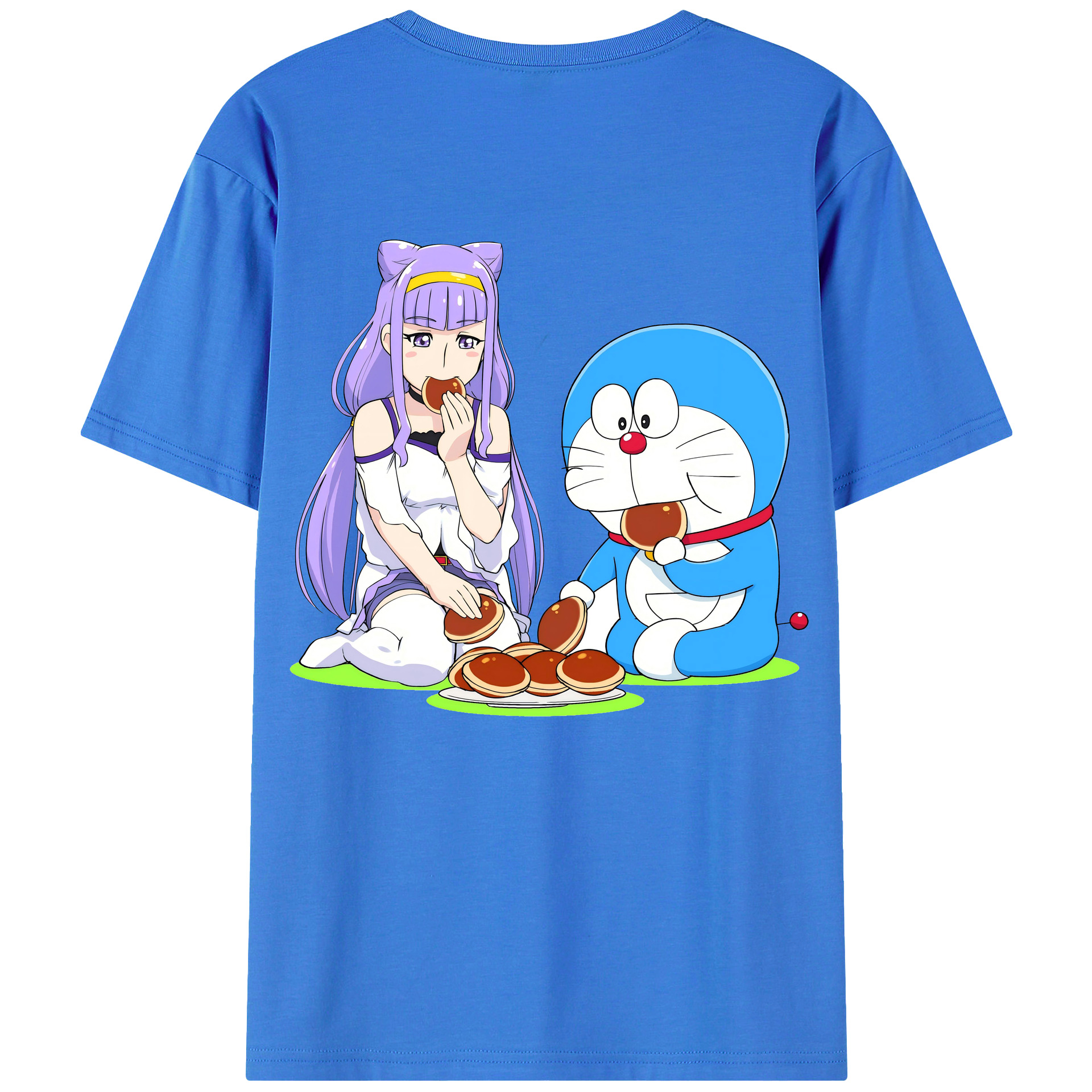 （画像用） ドラえもん Doraemon 綿100％ メンズ半袖Tシャツ（バックプリント） 通気性