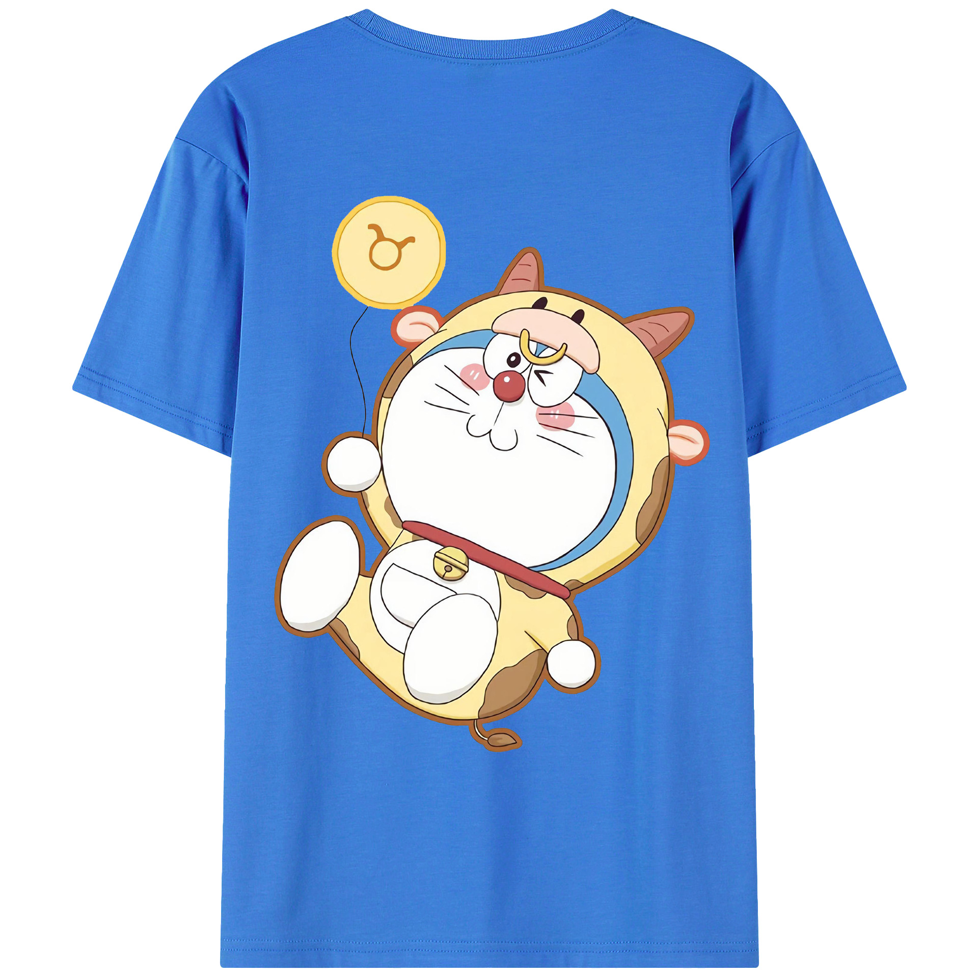 （画像用） ドラえもん Doraemon 綿100％ メンズ半袖Tシャツ（バックプリント） 通気性