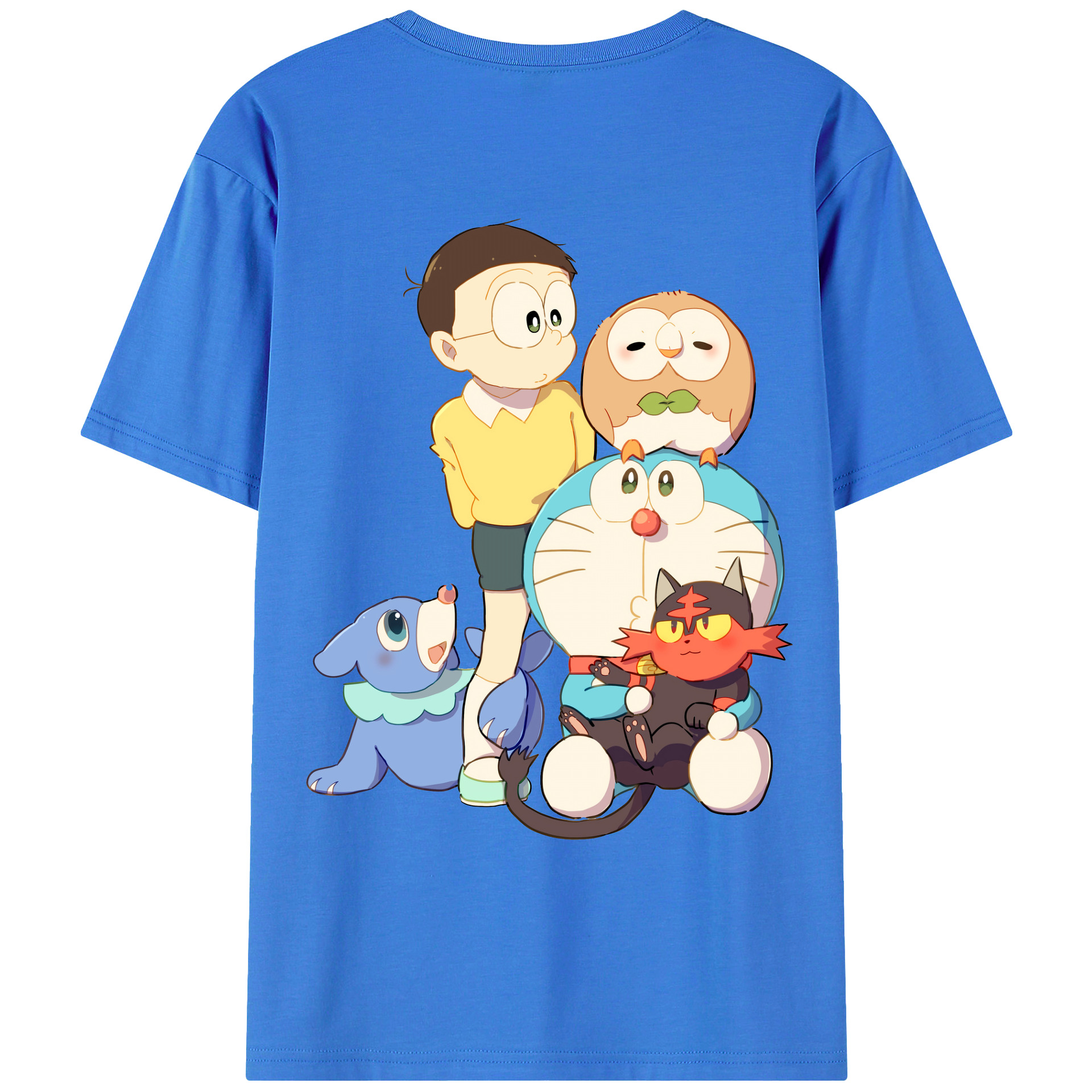 （画像用） ドラえもん Doraemon 綿100％ メンズ半袖Tシャツ（バックプリント） 通気性