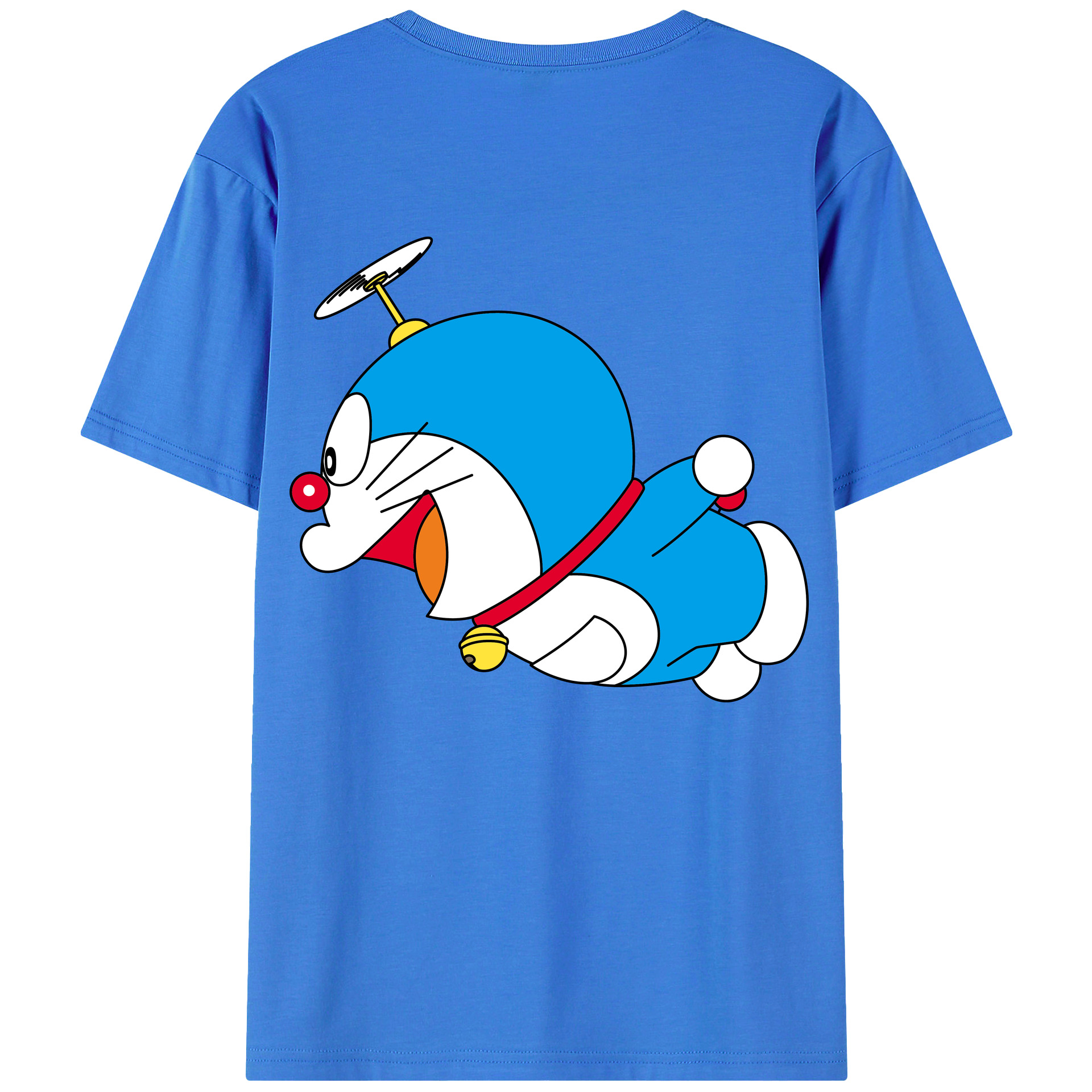 （画像用） ドラえもん Doraemon 綿100％ メンズ半袖Tシャツ（バックプリント） 通気性