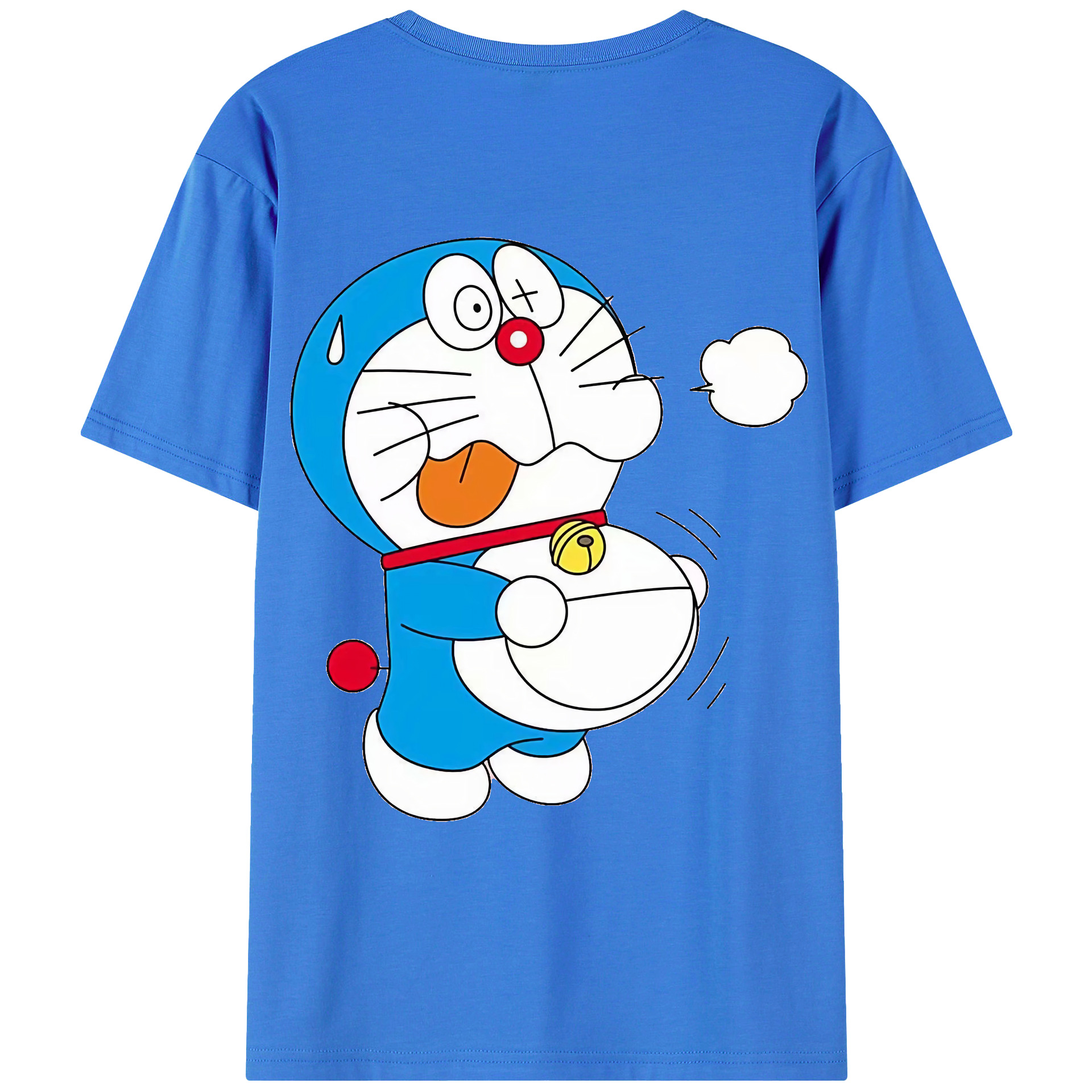 （画像用） ドラえもん Doraemon 綿100％ メンズ半袖Tシャツ（バックプリント） 通気性