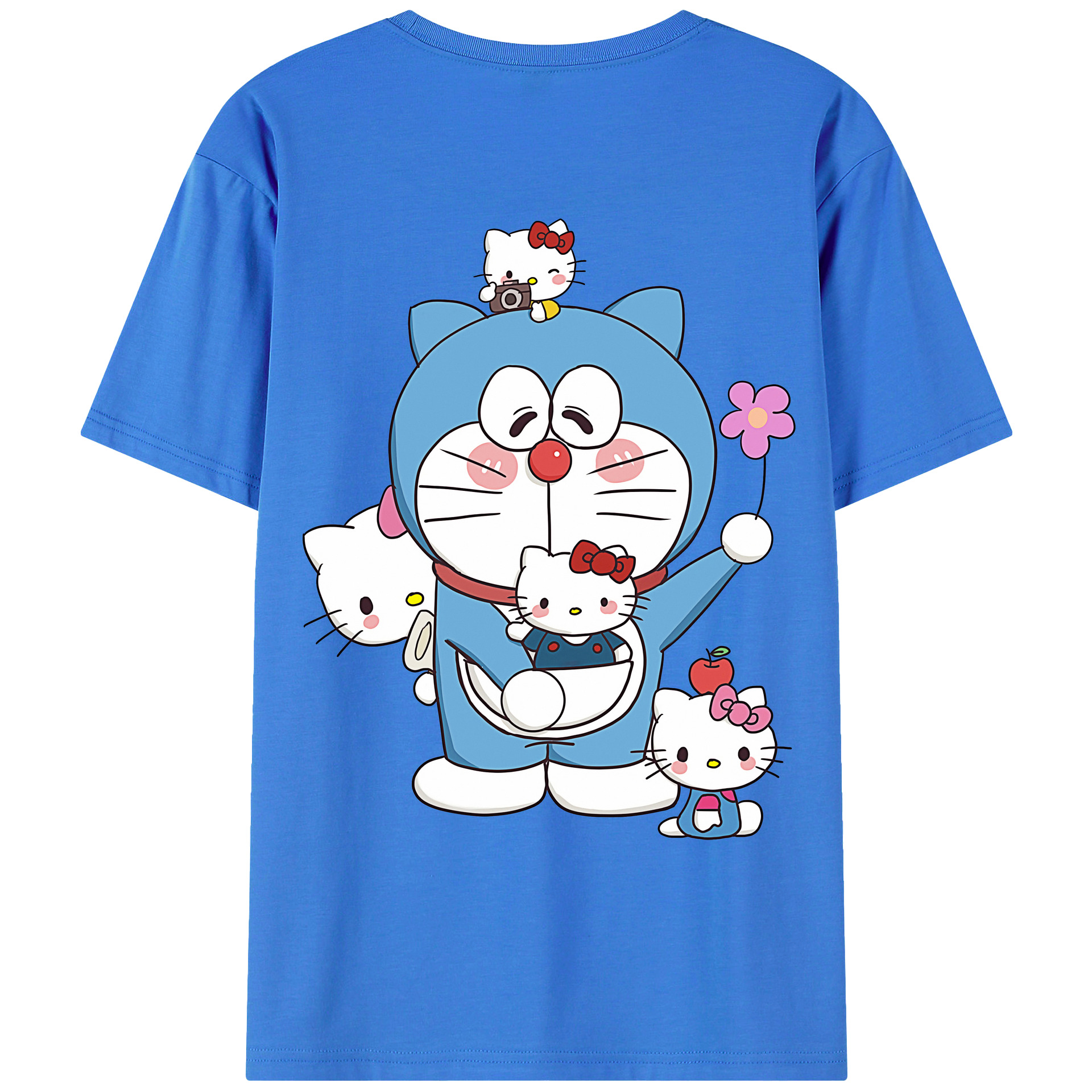 （画像用） ドラえもん Doraemon 綿100％ メンズ半袖Tシャツ（バックプリント） 通気性