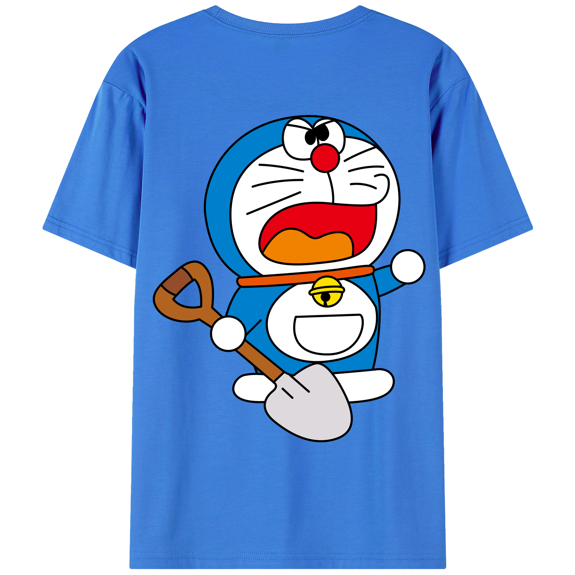 （画像用） ドラえもん Doraemon 綿100％ メンズ半袖Tシャツ（バックプリント） 通気性