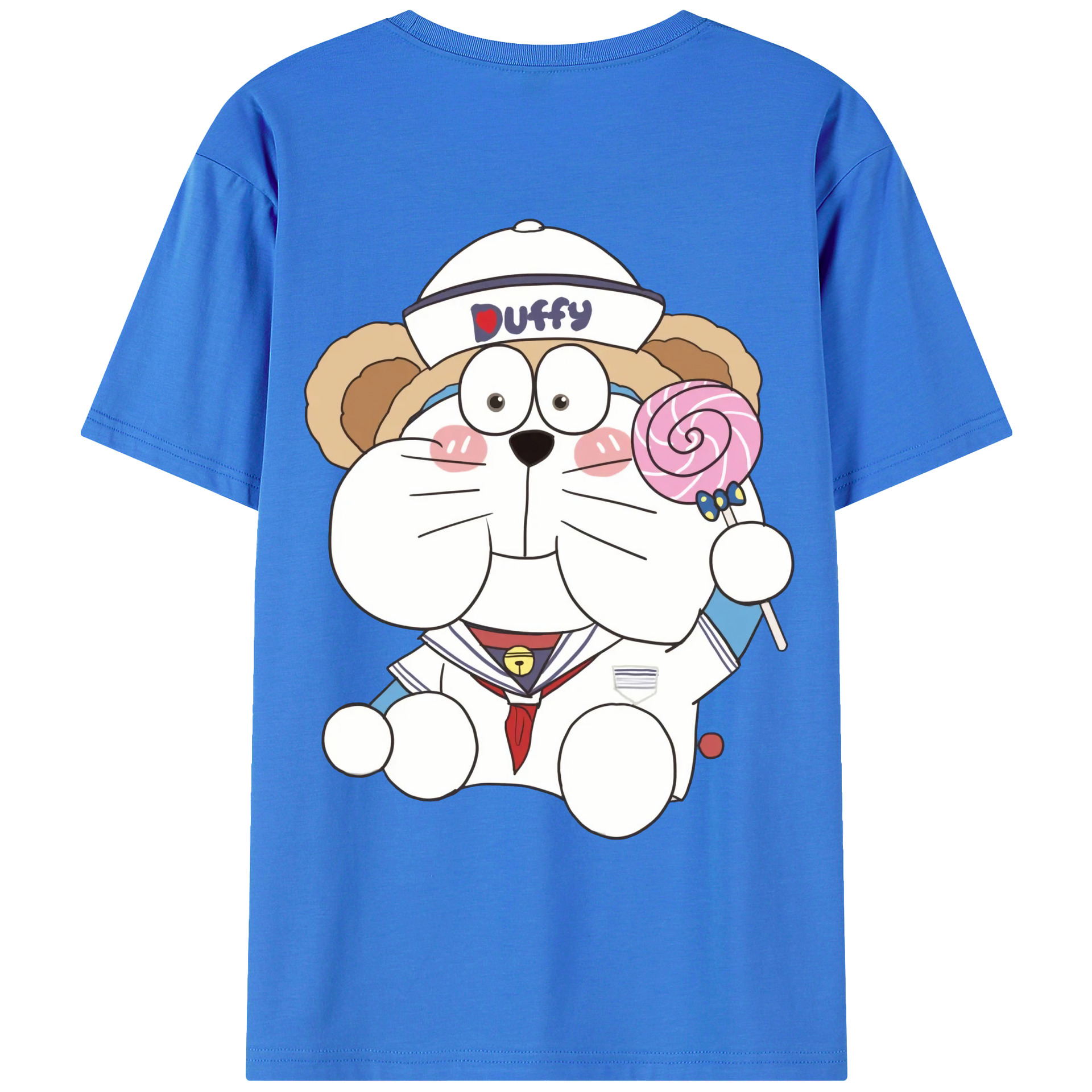 （画像用） ドラえもん Doraemon 綿100％ メンズ半袖Tシャツ（バックプリント） 通気性