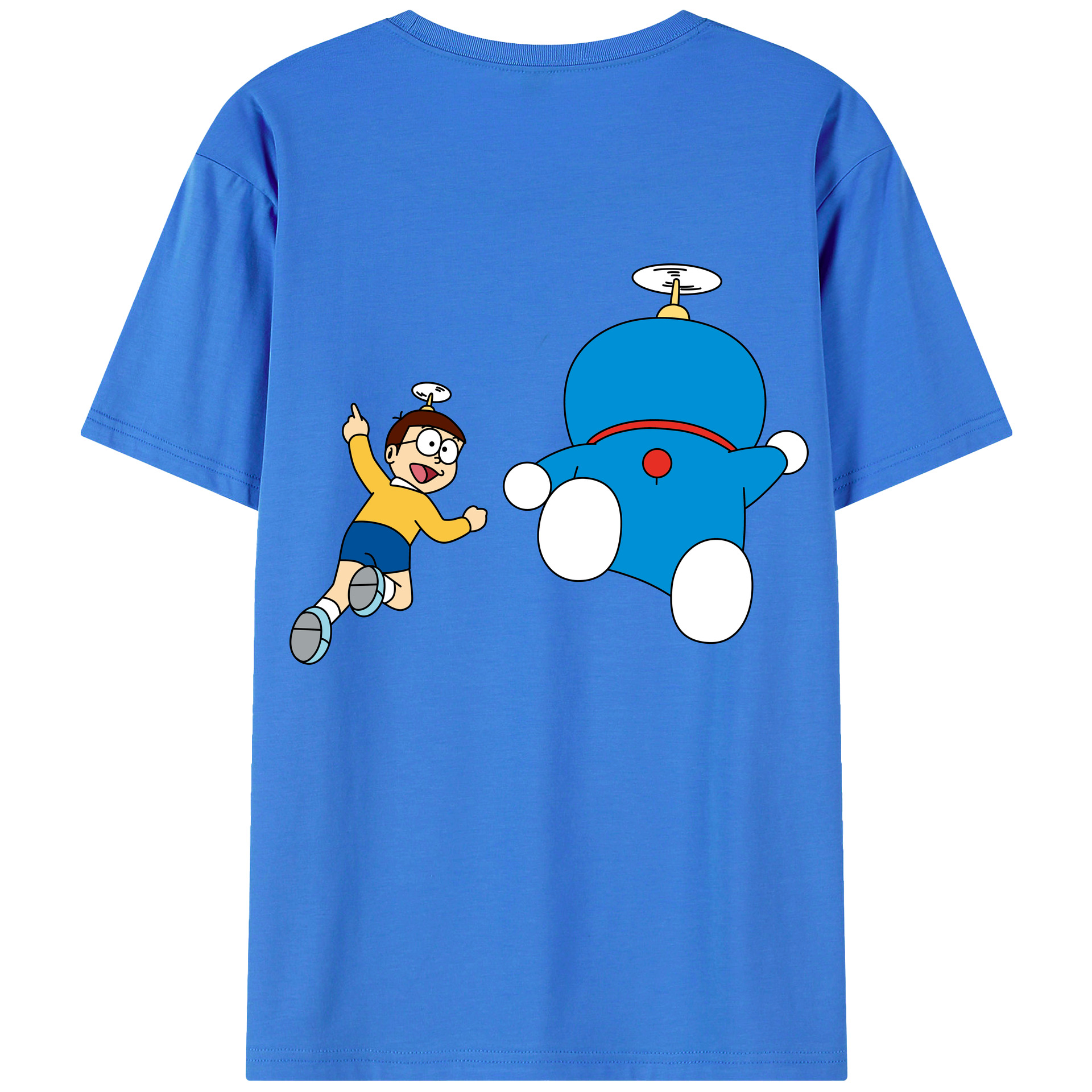 （画像用） ドラえもん 野比 のび太 Doraemon Nobita Nobi 綿100％ メンズ半袖Tシャツ（バックプリント） 通気性