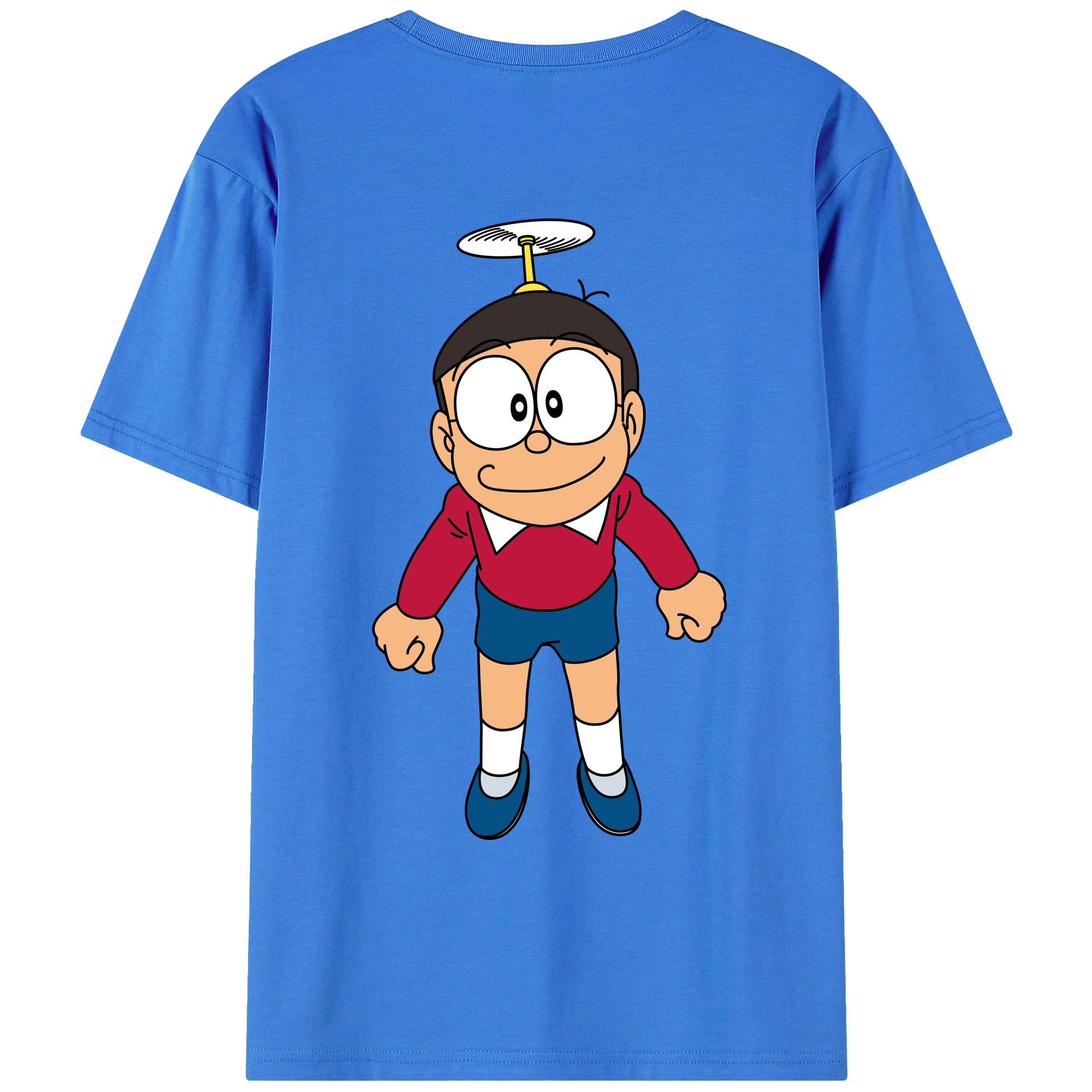 （画像用） ドラえもん 野比 のび太 Doraemon Nobita Nobi 綿100％ メンズ半袖Tシャツ（バックプリント） 通気性