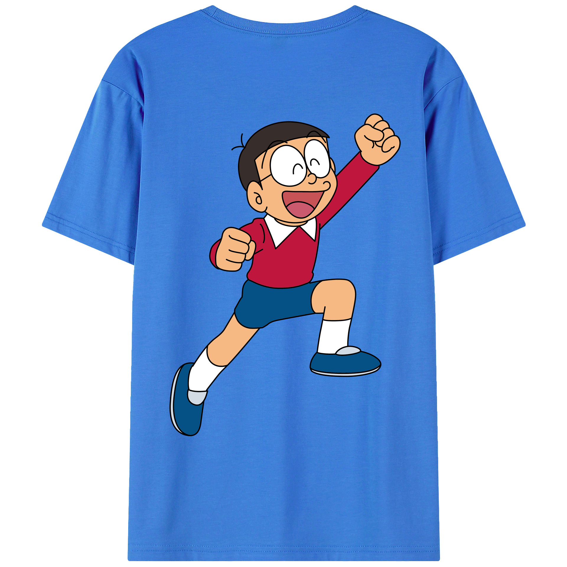 （画像用） ドラえもん 野比 のび太 Doraemon Nobita Nobi 綿100％ メンズ半袖Tシャツ（バックプリント） 通気性