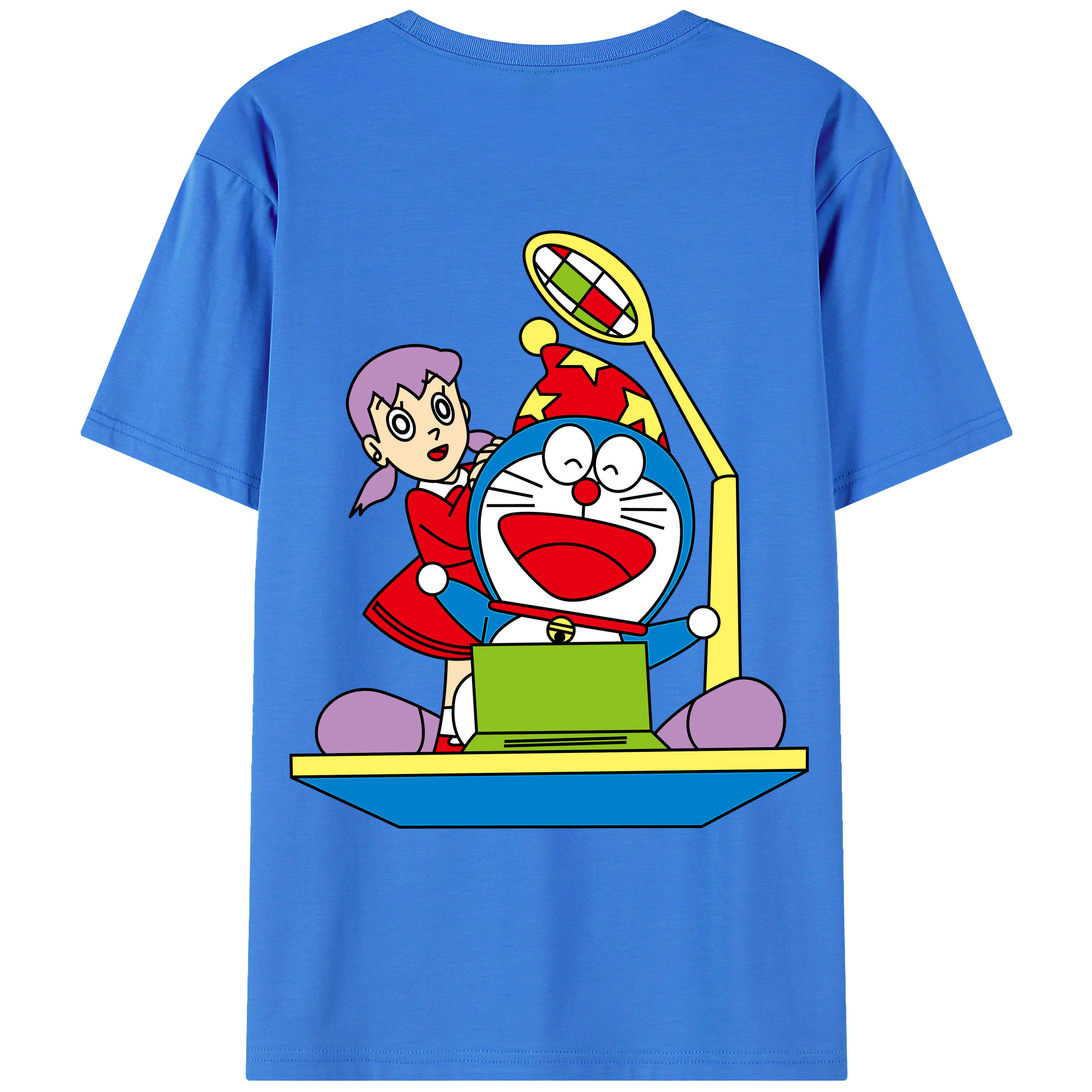 （画像用） ドラえもん みなもと しずか Doraemon Shizuka Minamoto 綿100％ メンズ半袖Tシャツ（バックプリント） 通気性