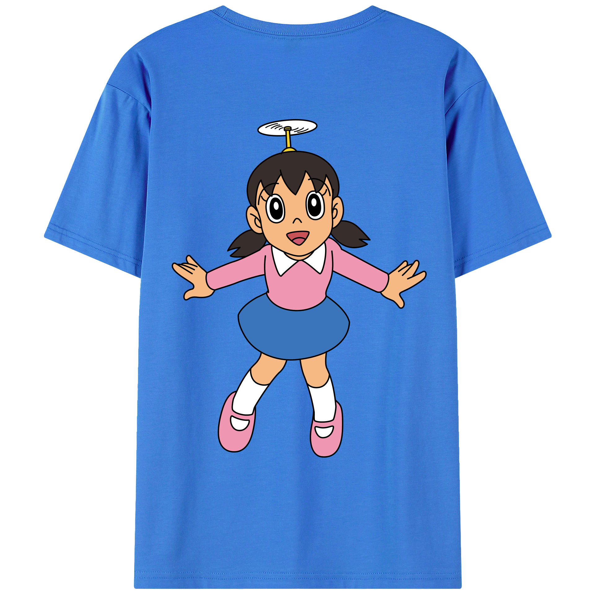 （画像用） ドラえもん みなもと しずか Doraemon Shizuka Minamoto 綿100％ メンズ半袖Tシャツ（バックプリント） 通気性