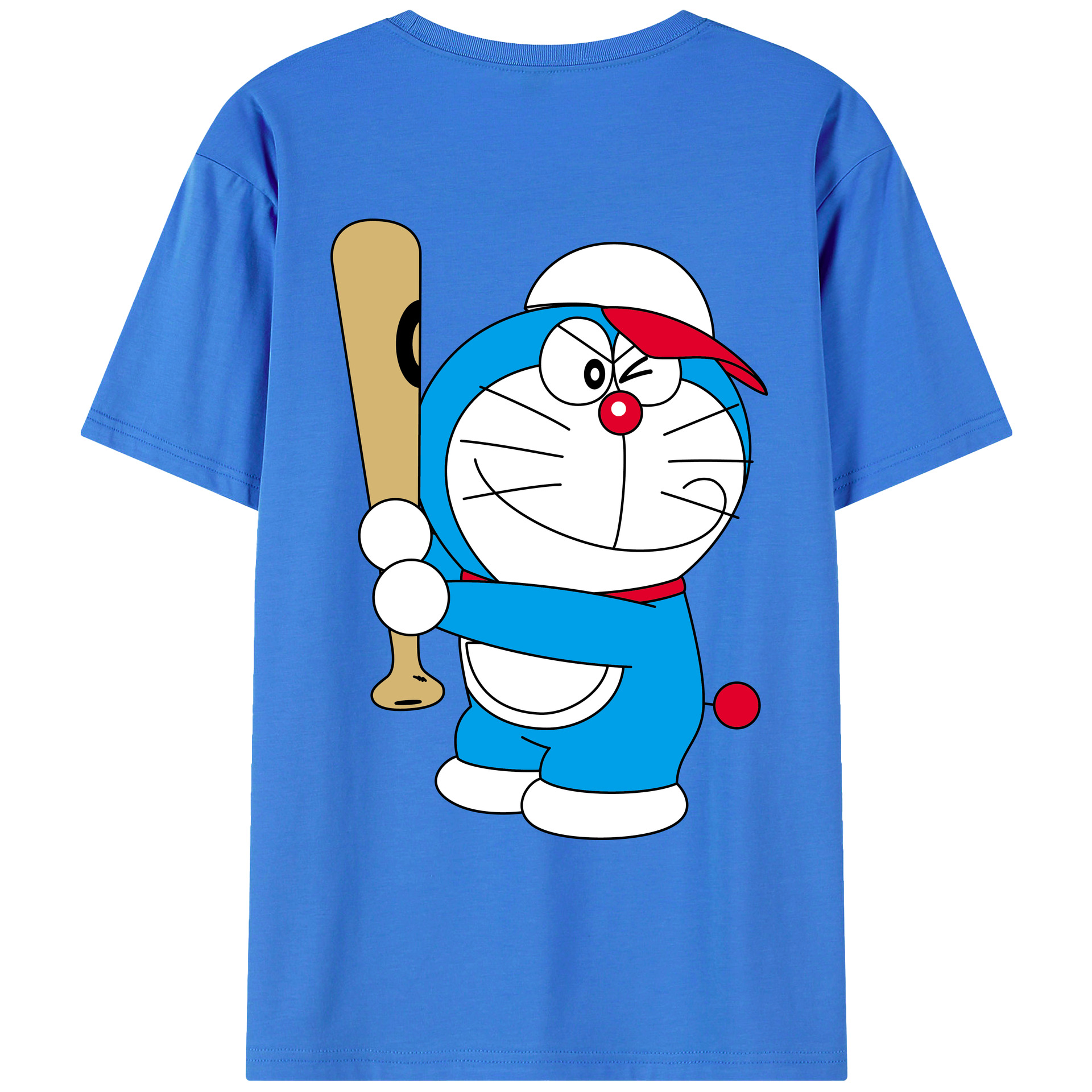 （画像用） ドラえもん Doraemon 綿100％ メンズ半袖Tシャツ（バックプリント） 通気性