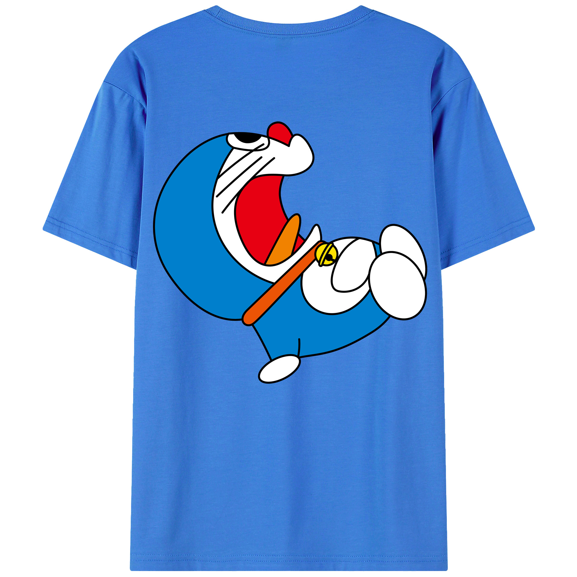 （画像用） ドラえもん Doraemon 綿100％ メンズ半袖Tシャツ（バックプリント） 通気性