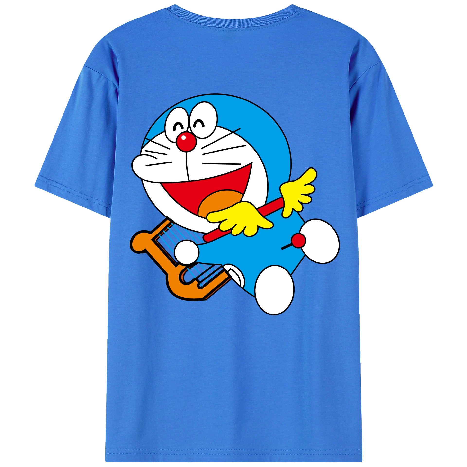 （画像用） ドラえもん Doraemon 綿100％ メンズ半袖Tシャツ（バックプリント） 通気性