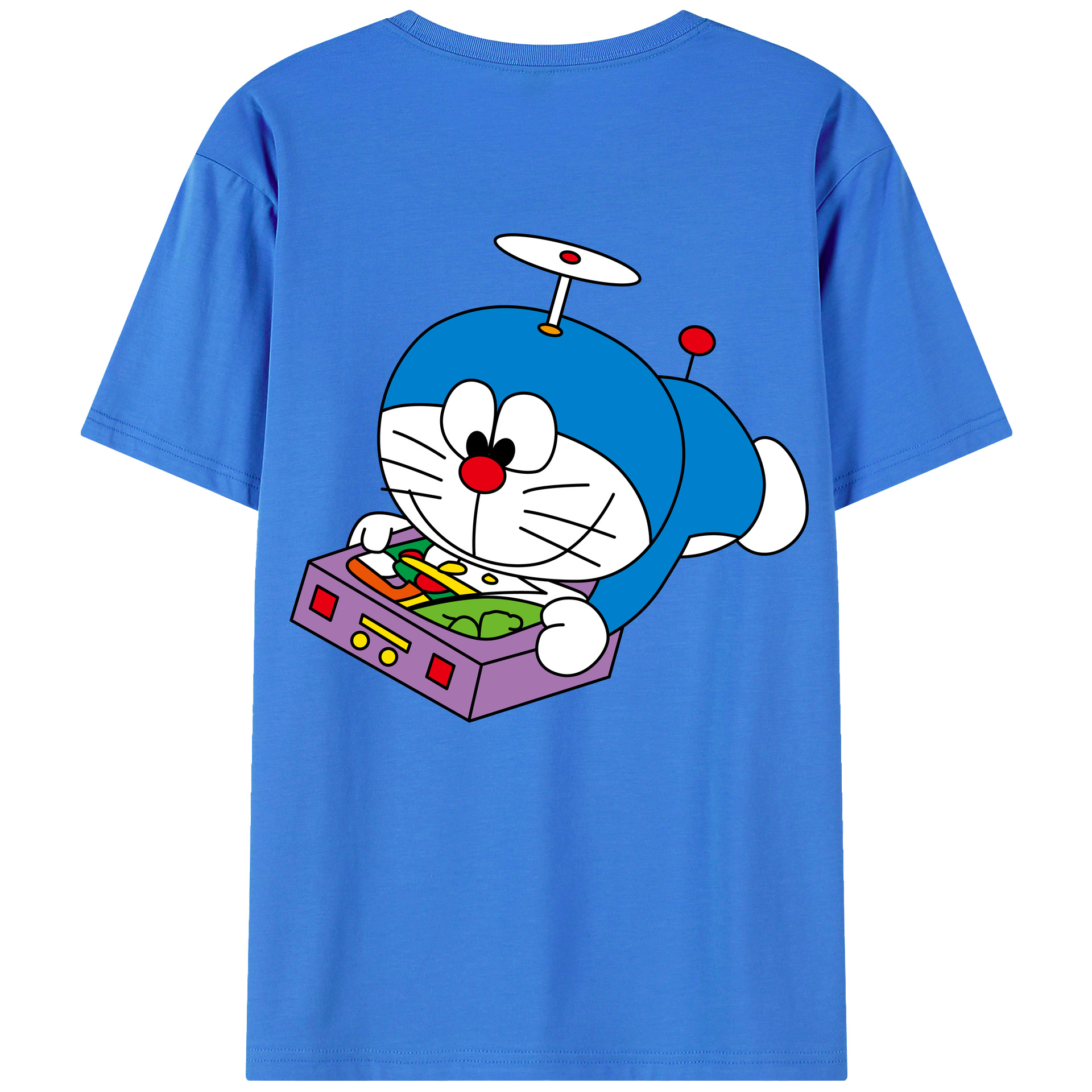 （画像用） ドラえもん Doraemon 綿100％ メンズ半袖Tシャツ（バックプリント） 通気性