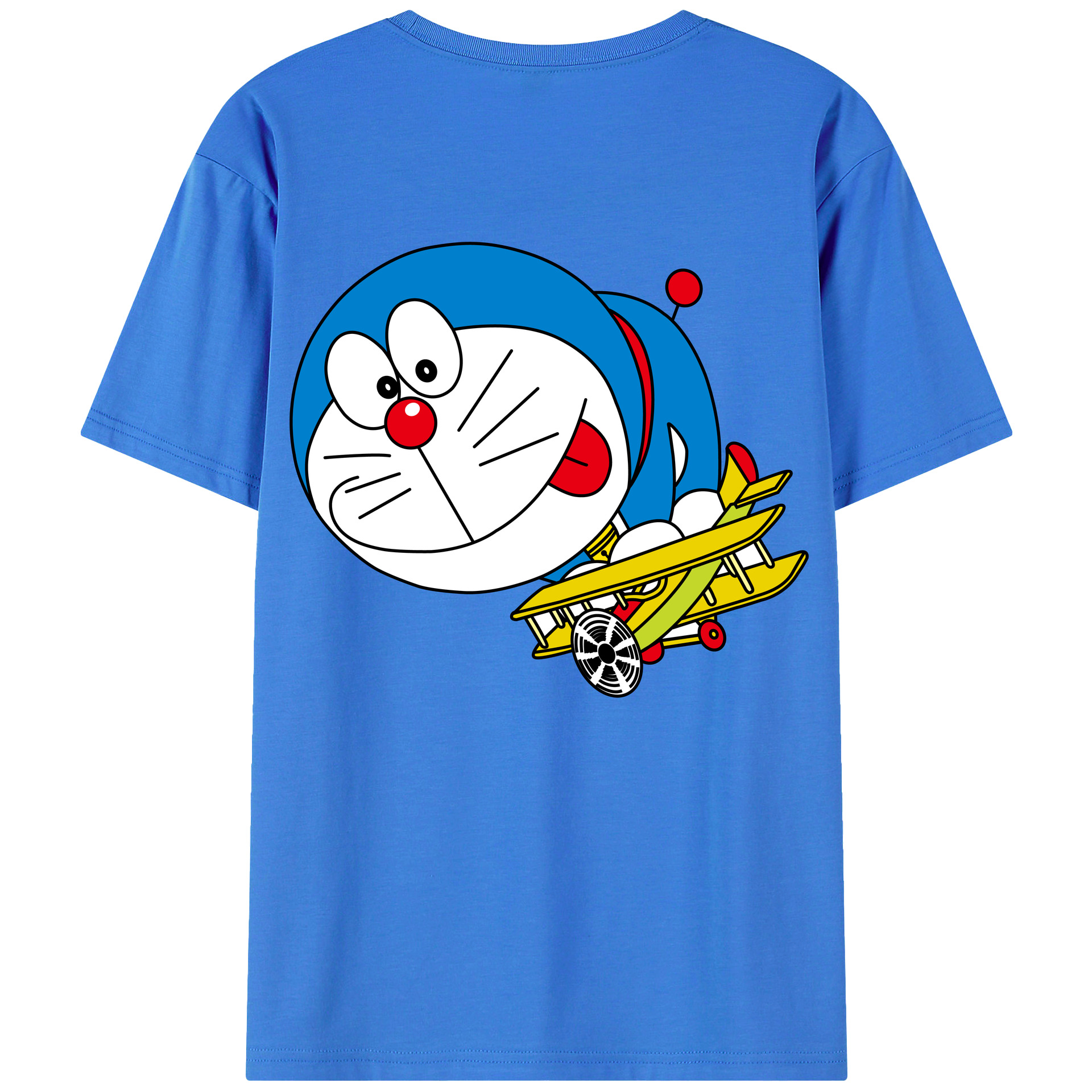 （画像用） ドラえもん Doraemon 綿100％ メンズ半袖Tシャツ（バックプリント） 通気性