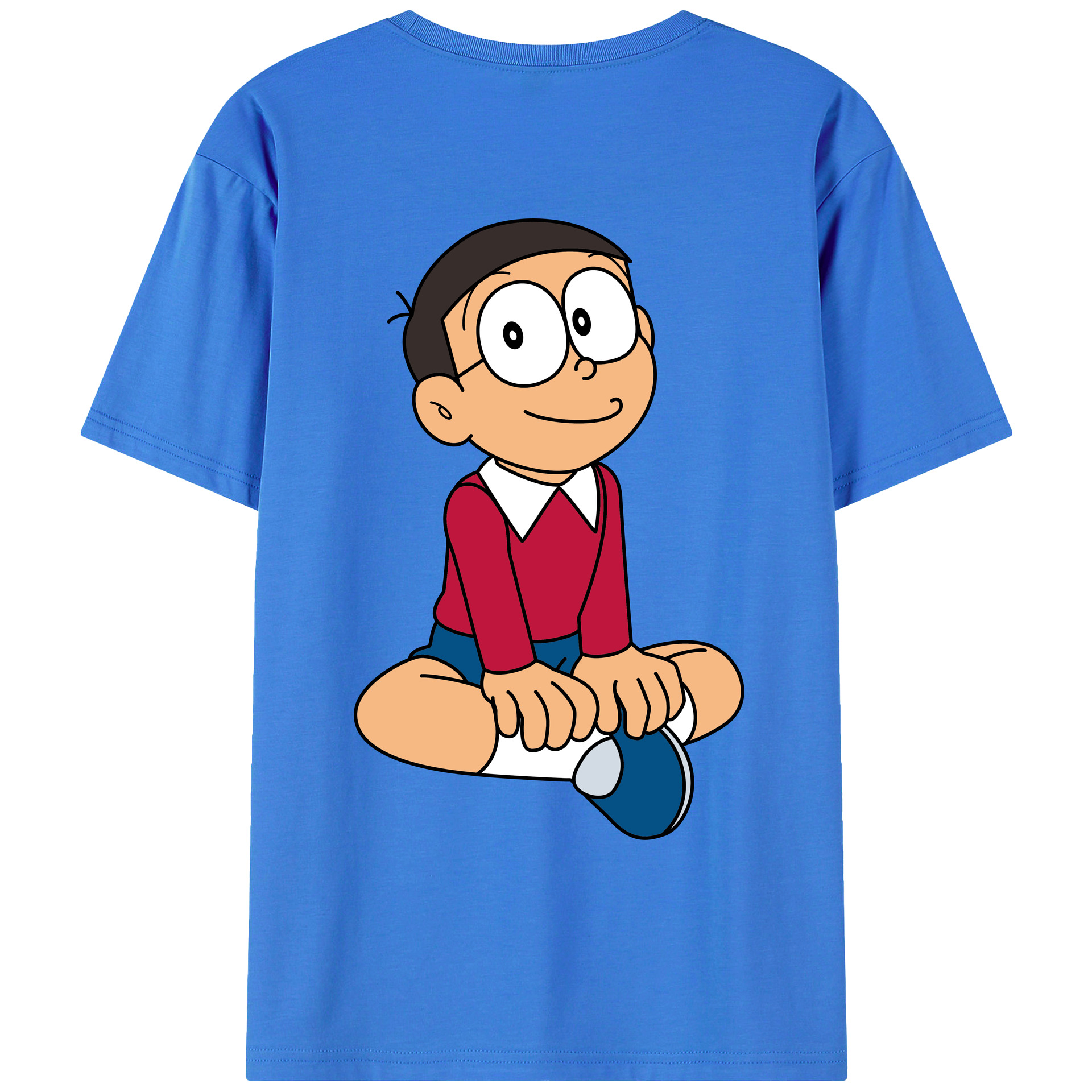 （画像用） ドラえもん 野比 のび太 Doraemon Nobita Nobi 綿100％ メンズ半袖Tシャツ（バックプリント） 通気性
