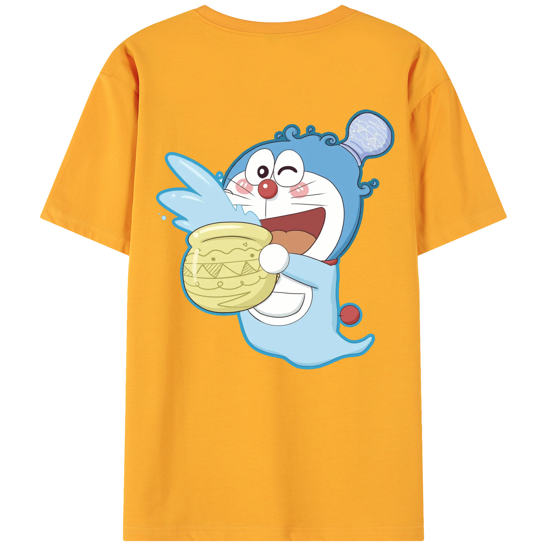 （画像用） ドラえもん Doraemon 綿100％ メンズ半袖Tシャツ（バックプリント） 通気性