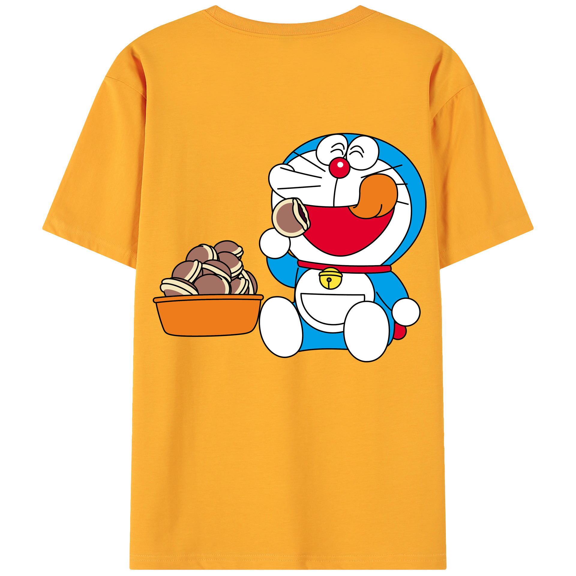 （画像用） ドラえもん Doraemon 綿100％ メンズ半袖Tシャツ（バックプリント） 通気性