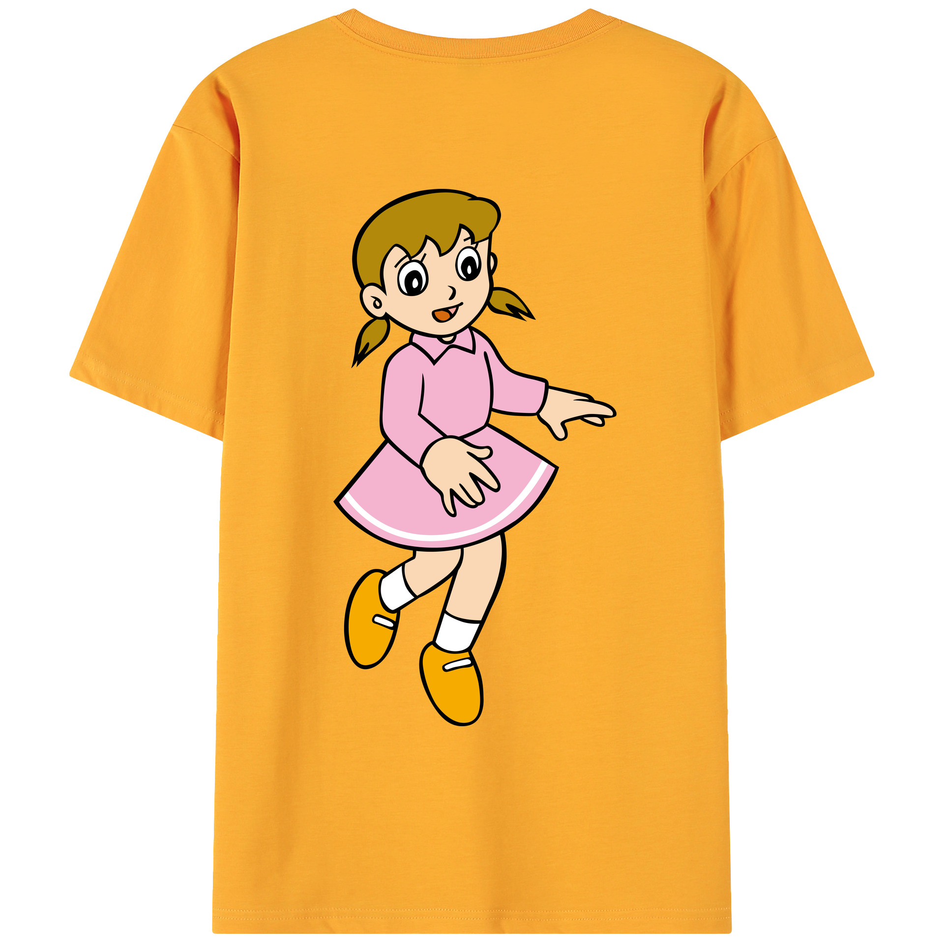 （画像用） ドラえもん みなもと しずか Doraemon Shizuka Minamoto 綿100％ メンズ半袖Tシャツ（バックプリント） 通気性