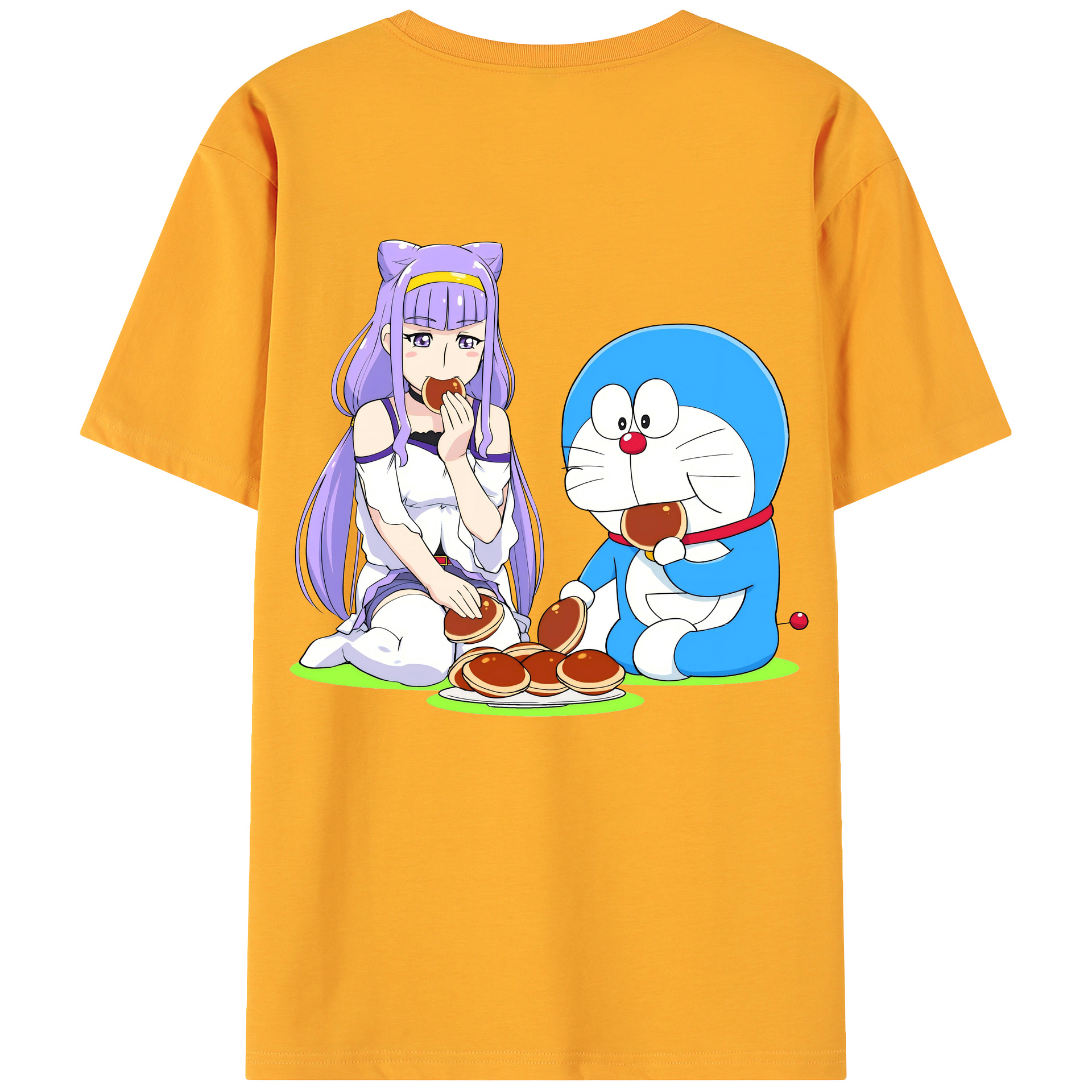 （画像用） ドラえもん Doraemon 綿100％ メンズ半袖Tシャツ（バックプリント） 通気性