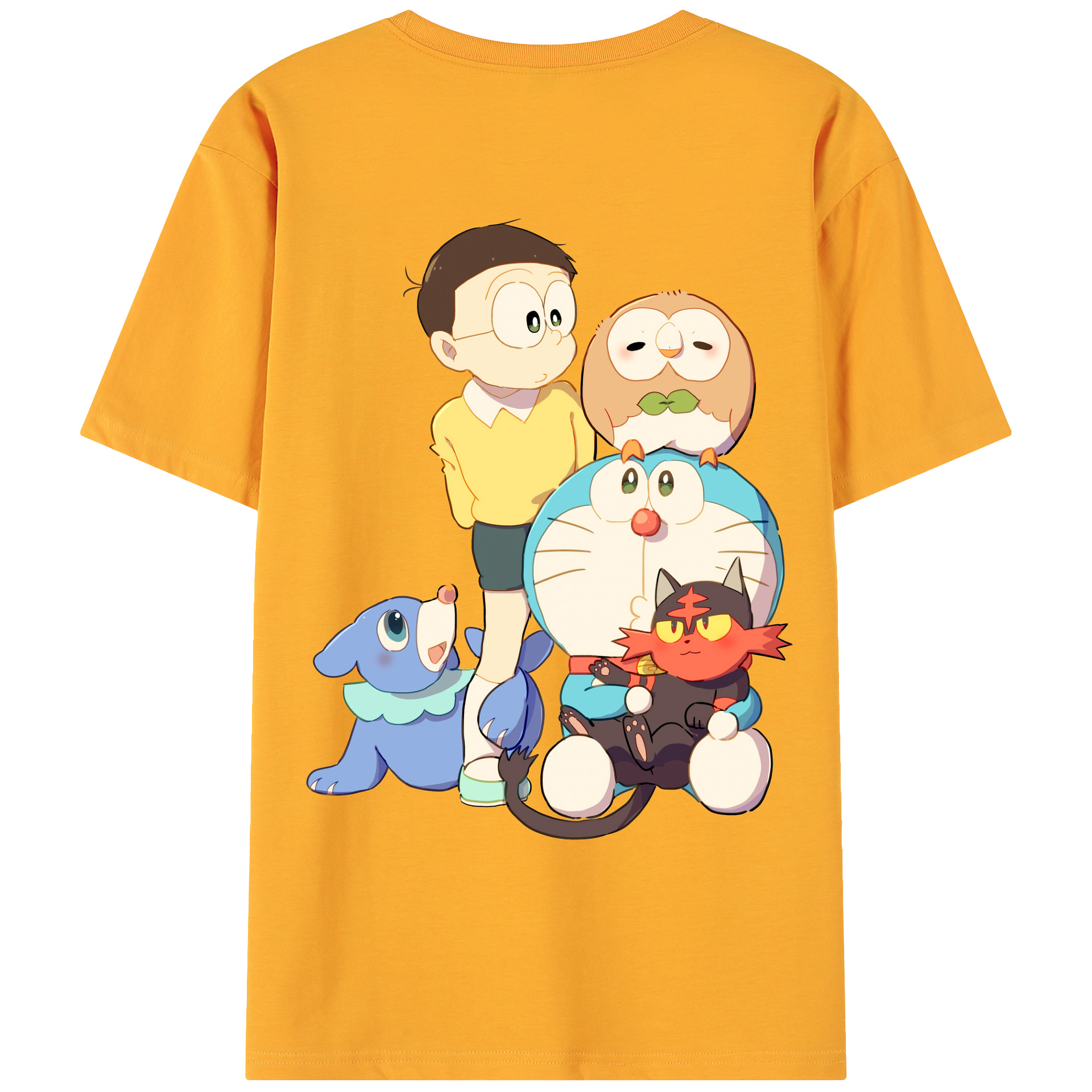 （画像用） ドラえもん Doraemon 綿100％ メンズ半袖Tシャツ（バックプリント） 通気性