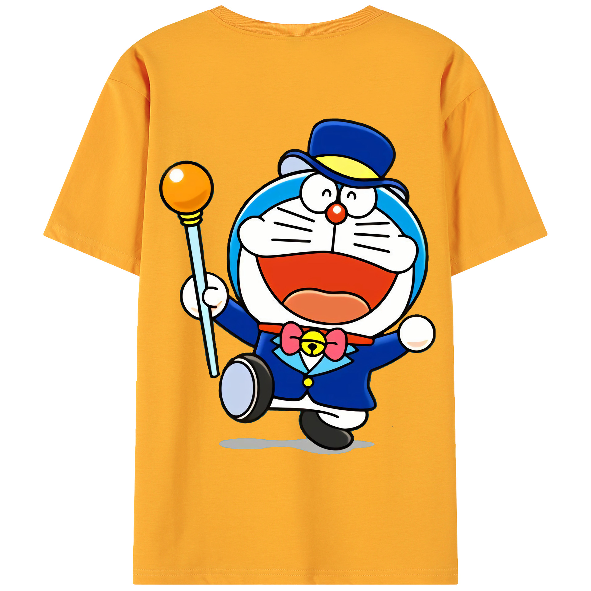 （画像用） ドラえもん Doraemon 綿100％ メンズ半袖Tシャツ（バックプリント） 通気性