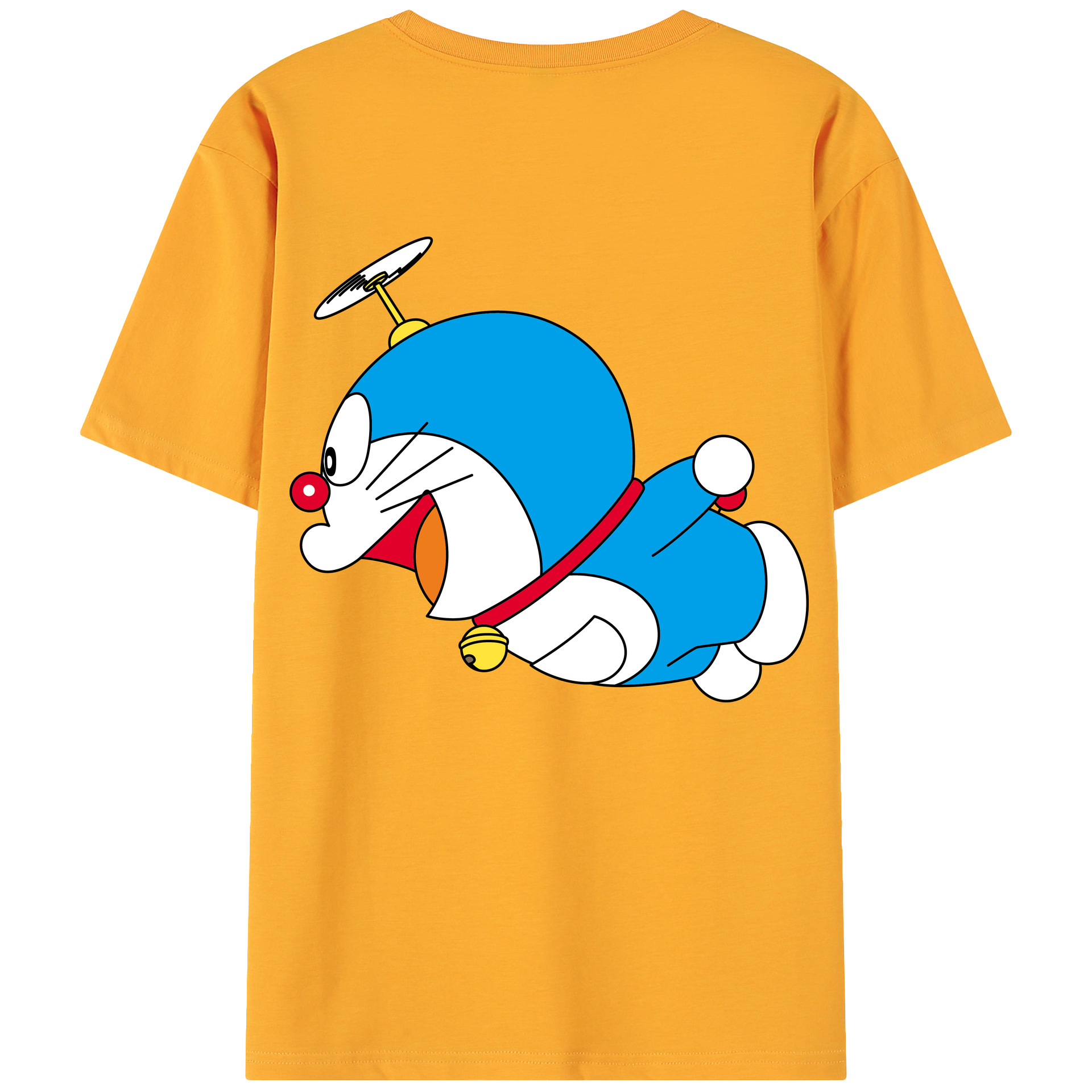 （画像用） ドラえもん Doraemon 綿100％ メンズ半袖Tシャツ（バックプリント） 通気性