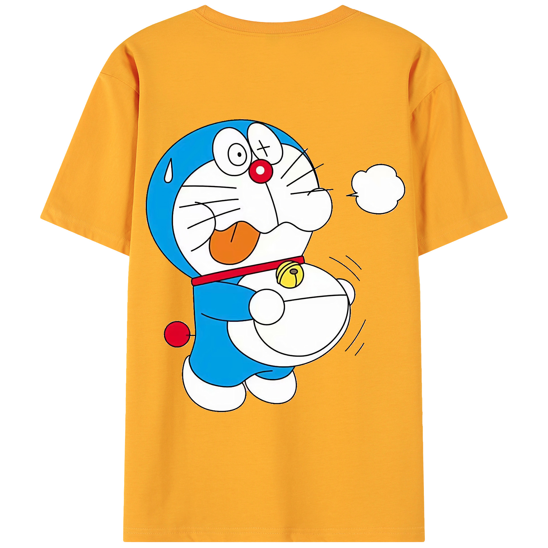 （画像用） ドラえもん Doraemon 綿100％ メンズ半袖Tシャツ（バックプリント） 通気性