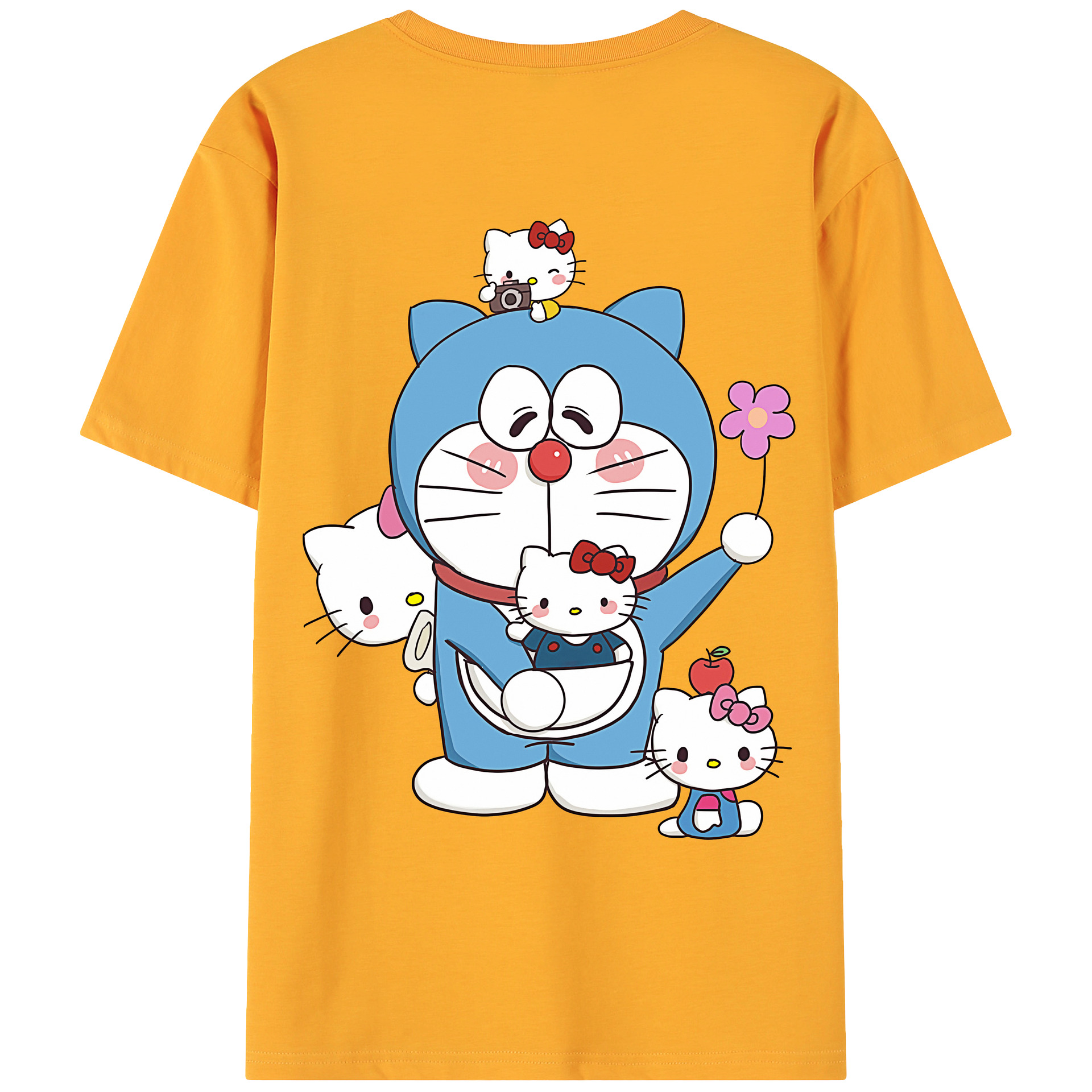 （画像用） ドラえもん Doraemon 綿100％ メンズ半袖Tシャツ（バックプリント） 通気性