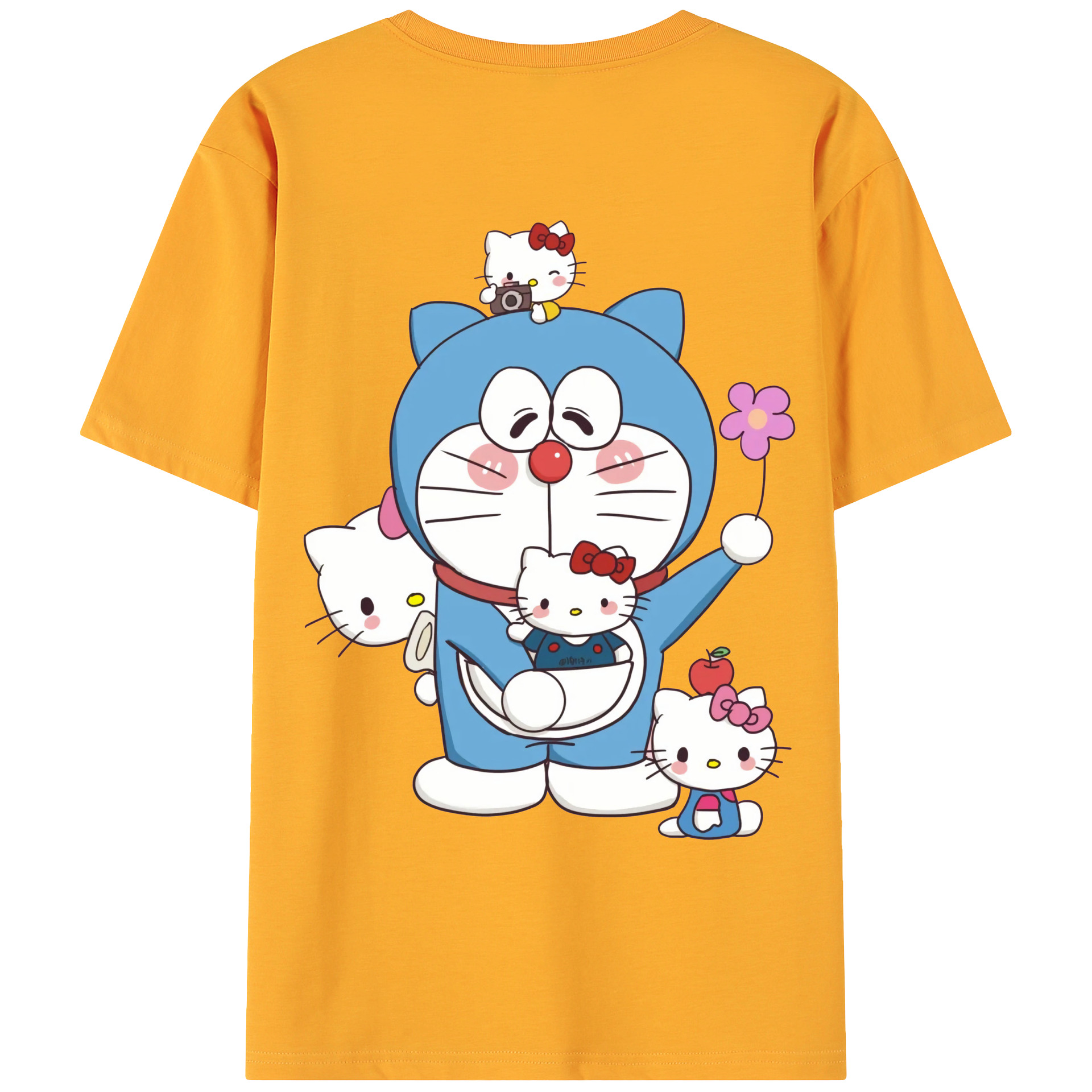 （画像用） ドラえもん Doraemon 綿100％ メンズ半袖Tシャツ（バックプリント） 通気性