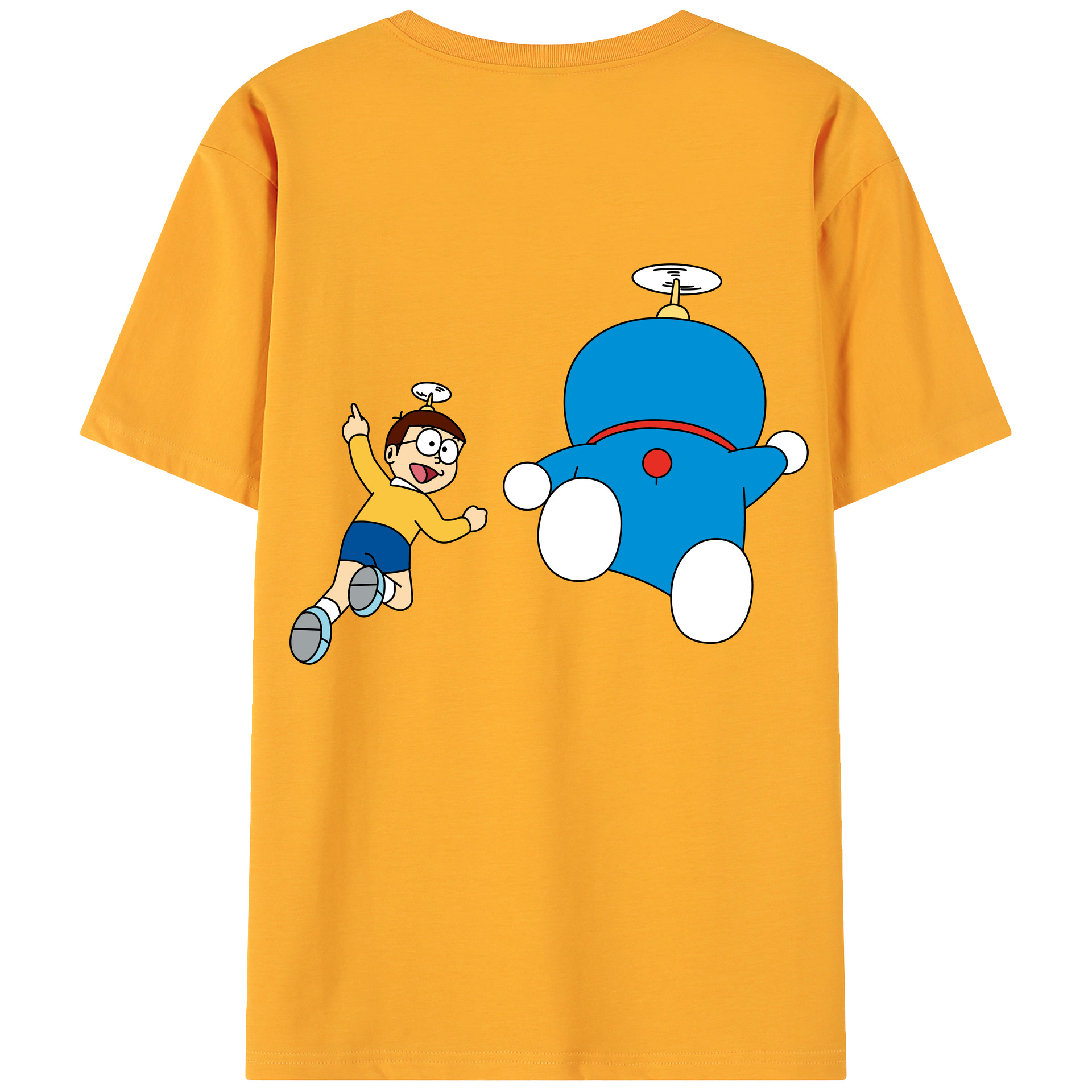（画像用） ドラえもん 野比 のび太 Doraemon Nobita Nobi 綿100％ メンズ半袖Tシャツ（バックプリント） 通気性