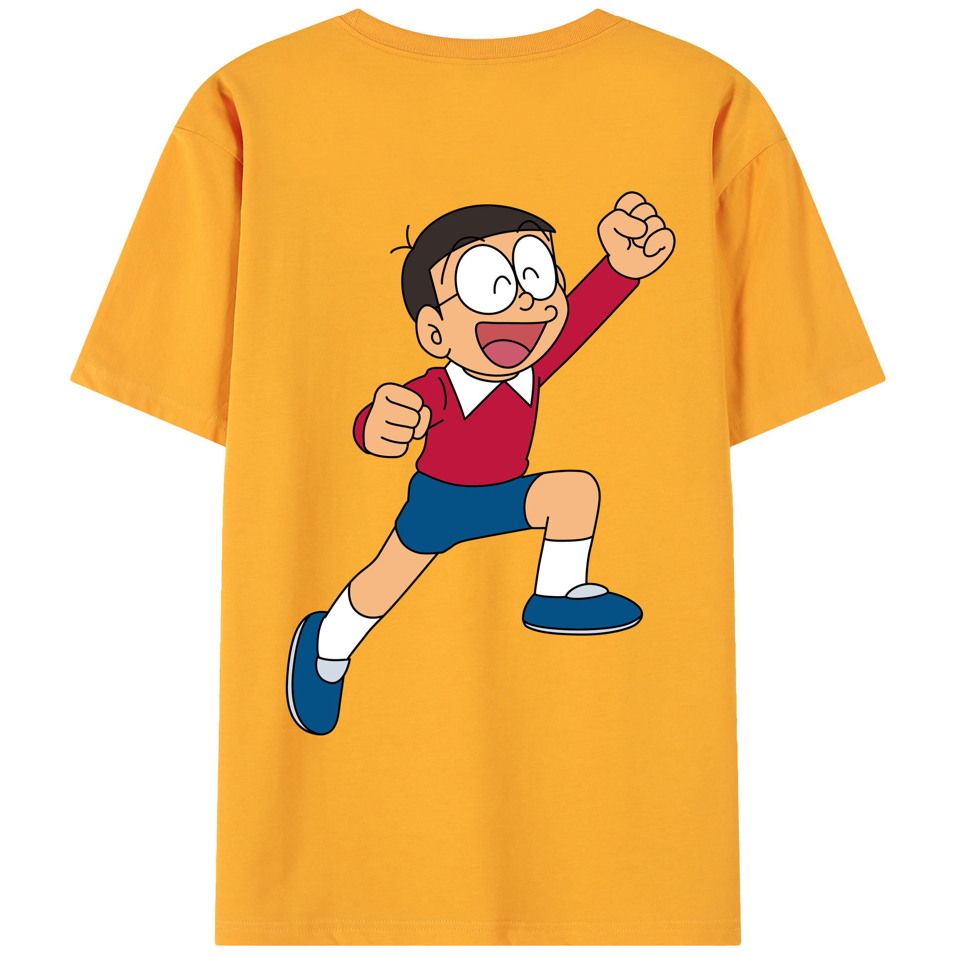 （画像用） ドラえもん 野比 のび太 Doraemon Nobita Nobi 綿100％ メンズ半袖Tシャツ（バックプリント） 通気性