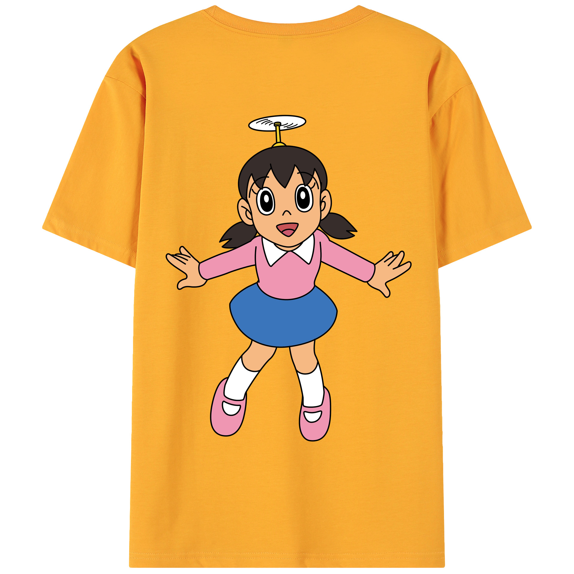 （画像用） ドラえもん みなもと しずか Doraemon Shizuka Minamoto 綿100％ メンズ半袖Tシャツ（バックプリント） 通気性