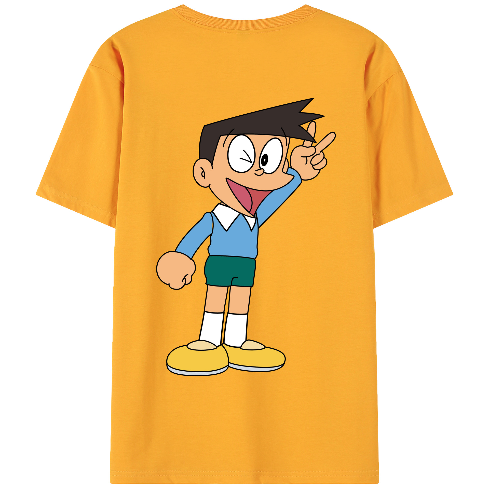 （画像用） ドラえもん 骨川 スネ夫 Doraemon Honekawa Suneo 綿100％ メンズ半袖Tシャツ（バックプリント） 通気性