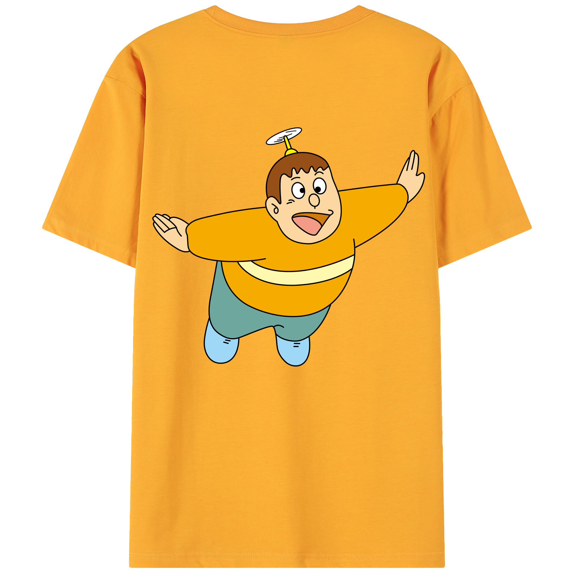 （画像用） ドラえもん 剛田武 Doraemon Gouta Takeshi 綿100％ メンズ半袖Tシャツ（バックプリント） 通気性