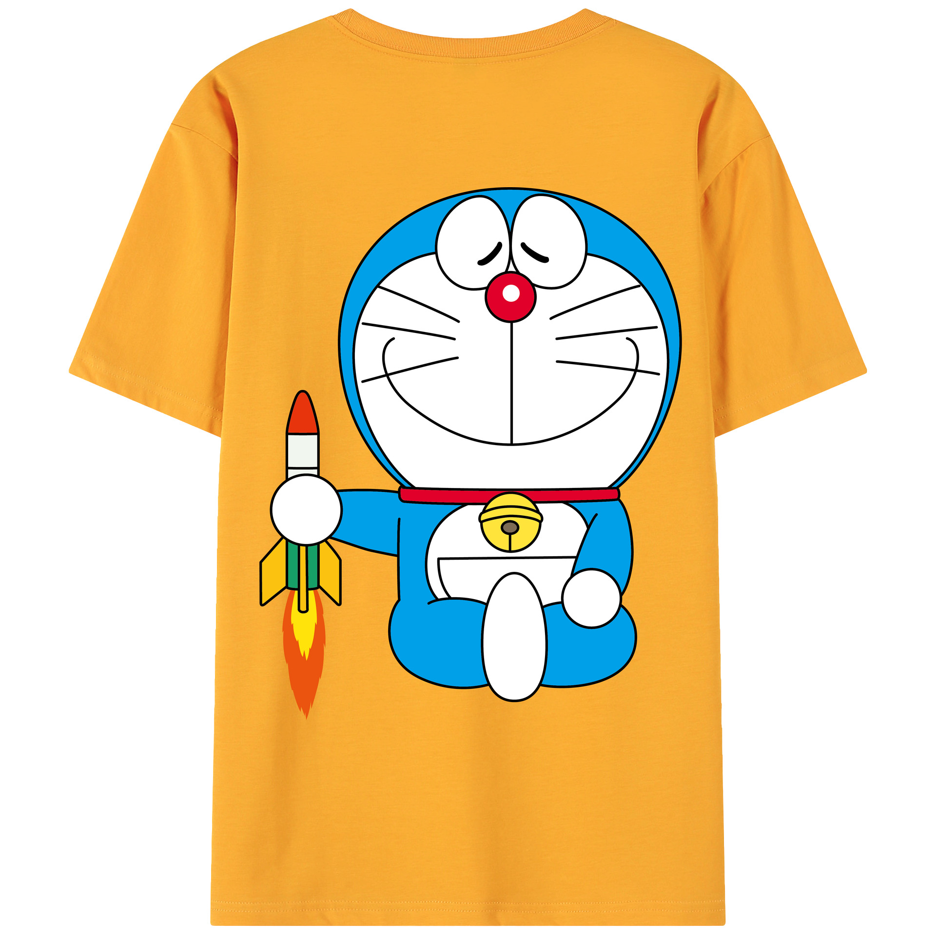 （画像用） ドラえもん Doraemon 綿100％ メンズ半袖Tシャツ（バックプリント） 通気性